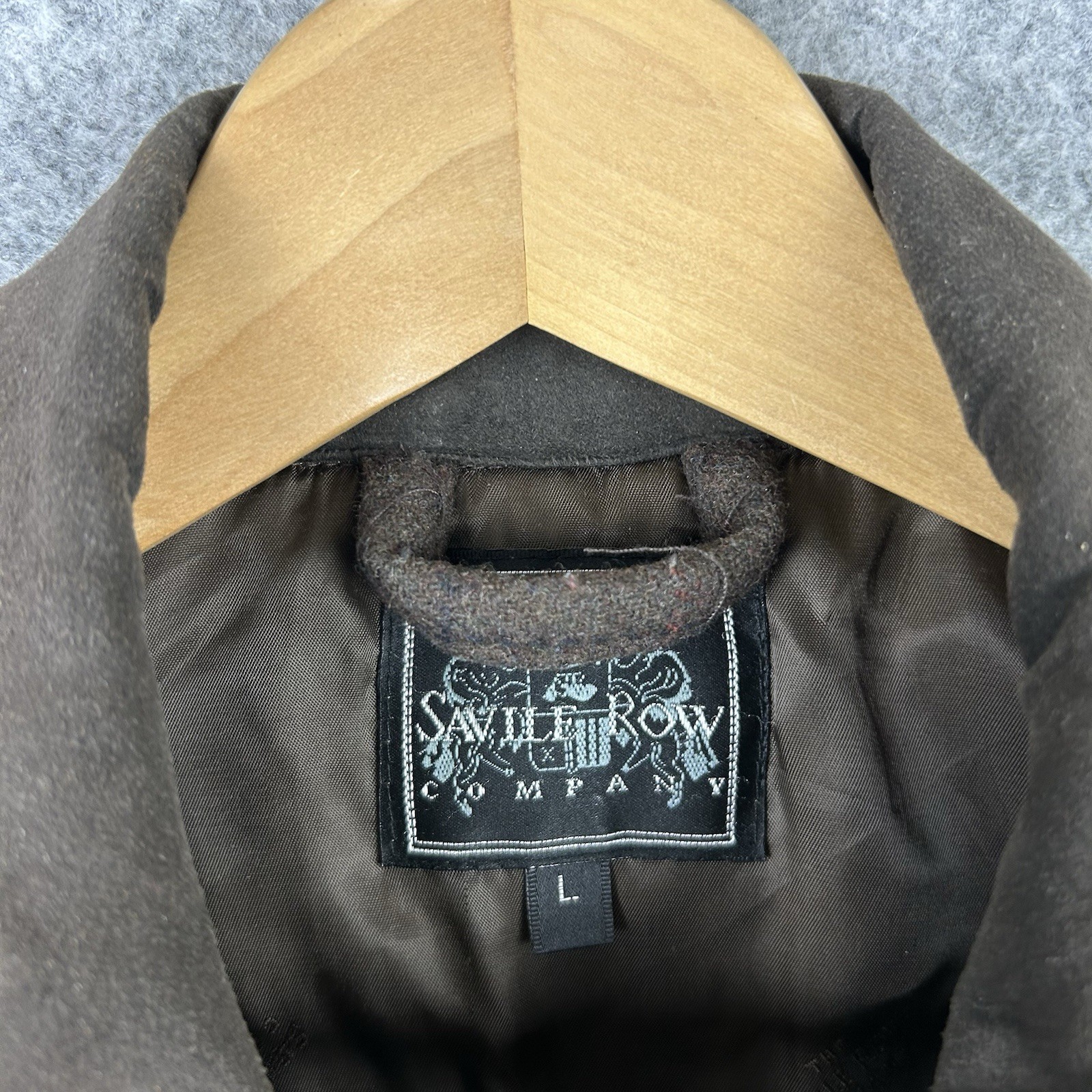 Savile Row Company Tweed Coat Mens XL Brown Overcoat Jacket Wool Blend Zip