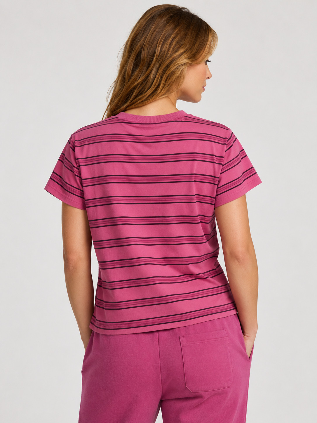 NWT Victoria’s Secret PINK Dreamer Cotton Tee Strips Pink Size XS