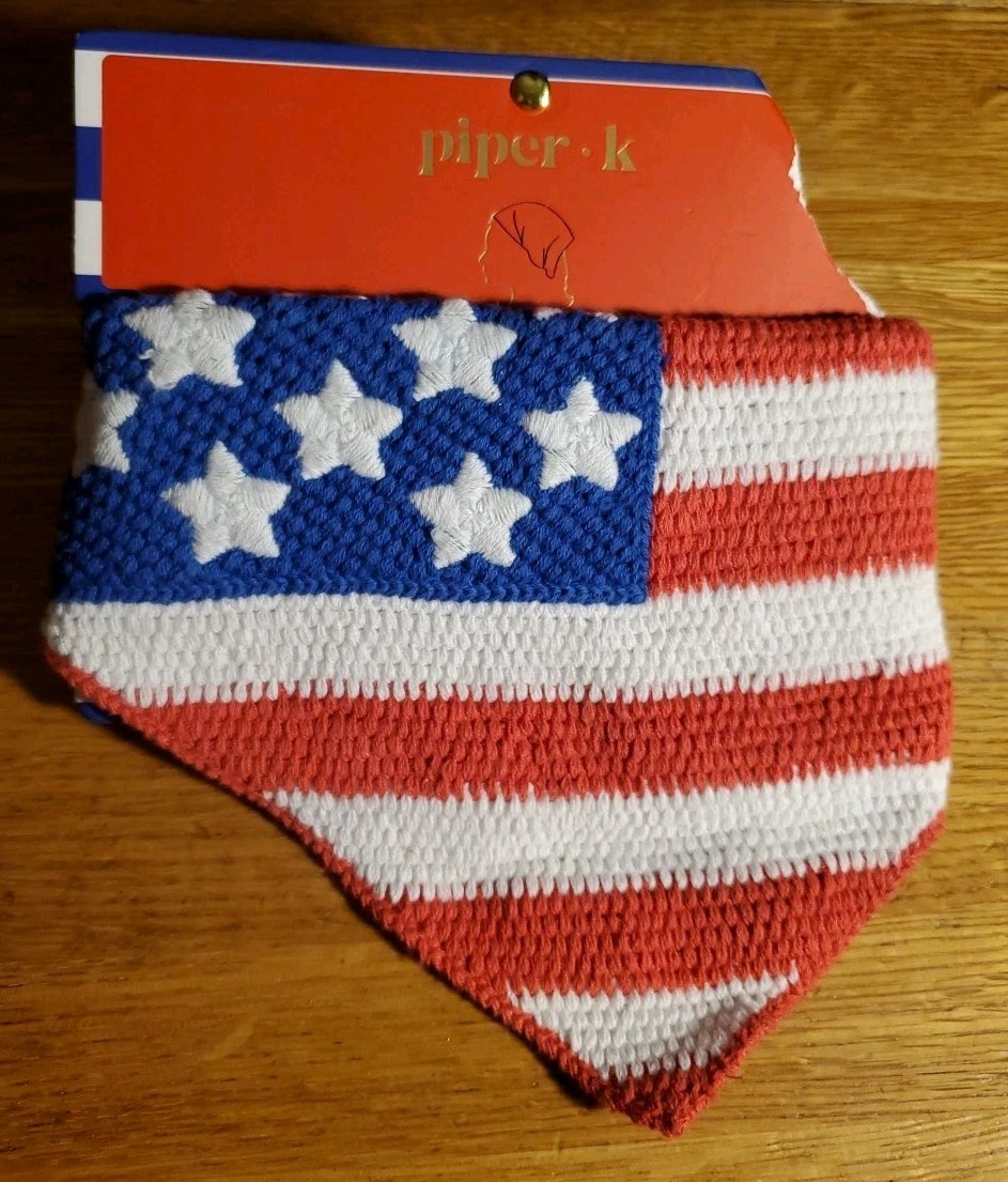 Piper K Patriotic USA American Flag July 4th ❤️ Crochet Head Scarf
