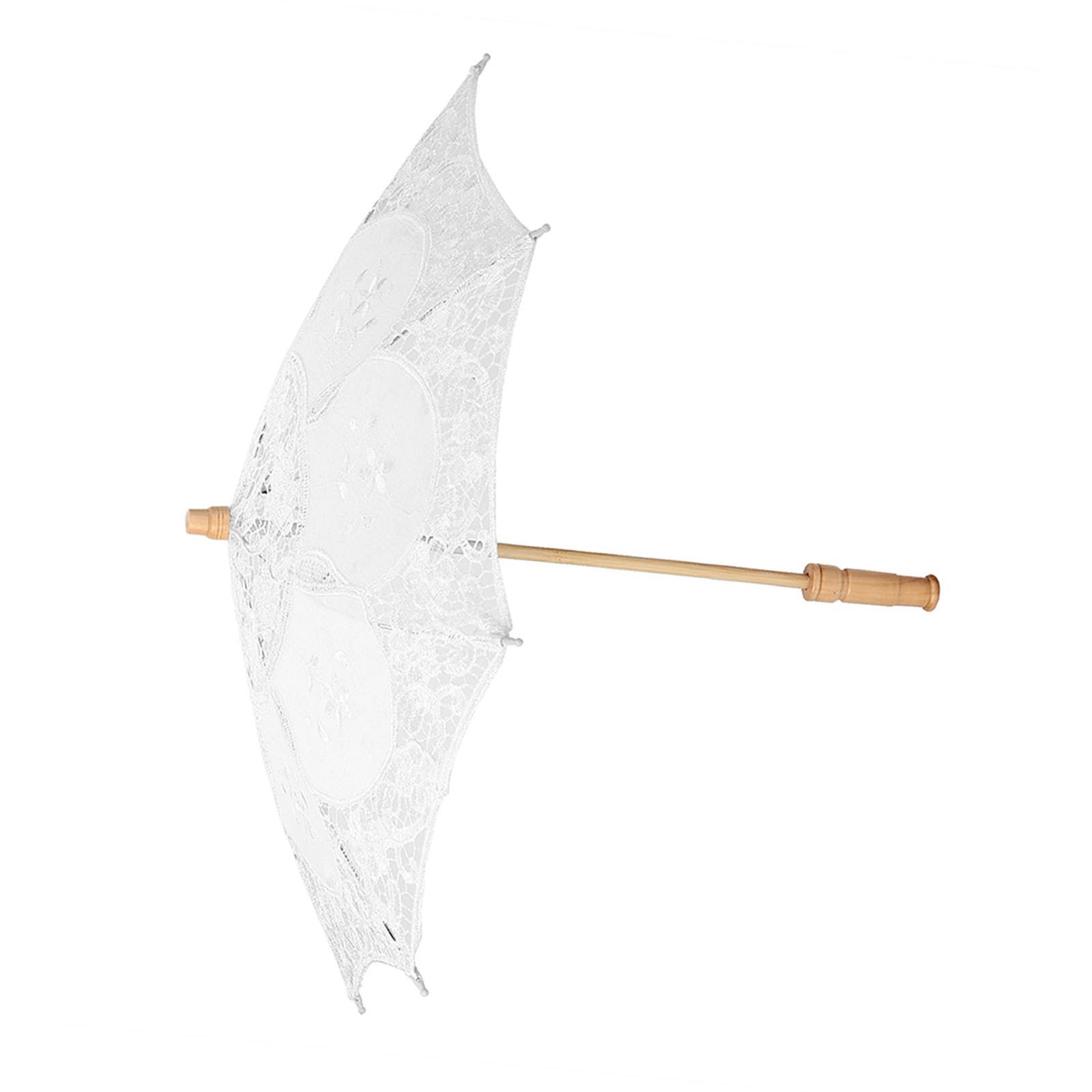 Handmade Lace Flower Embroidery Parasol Wedding Bride Photography Umbrella White