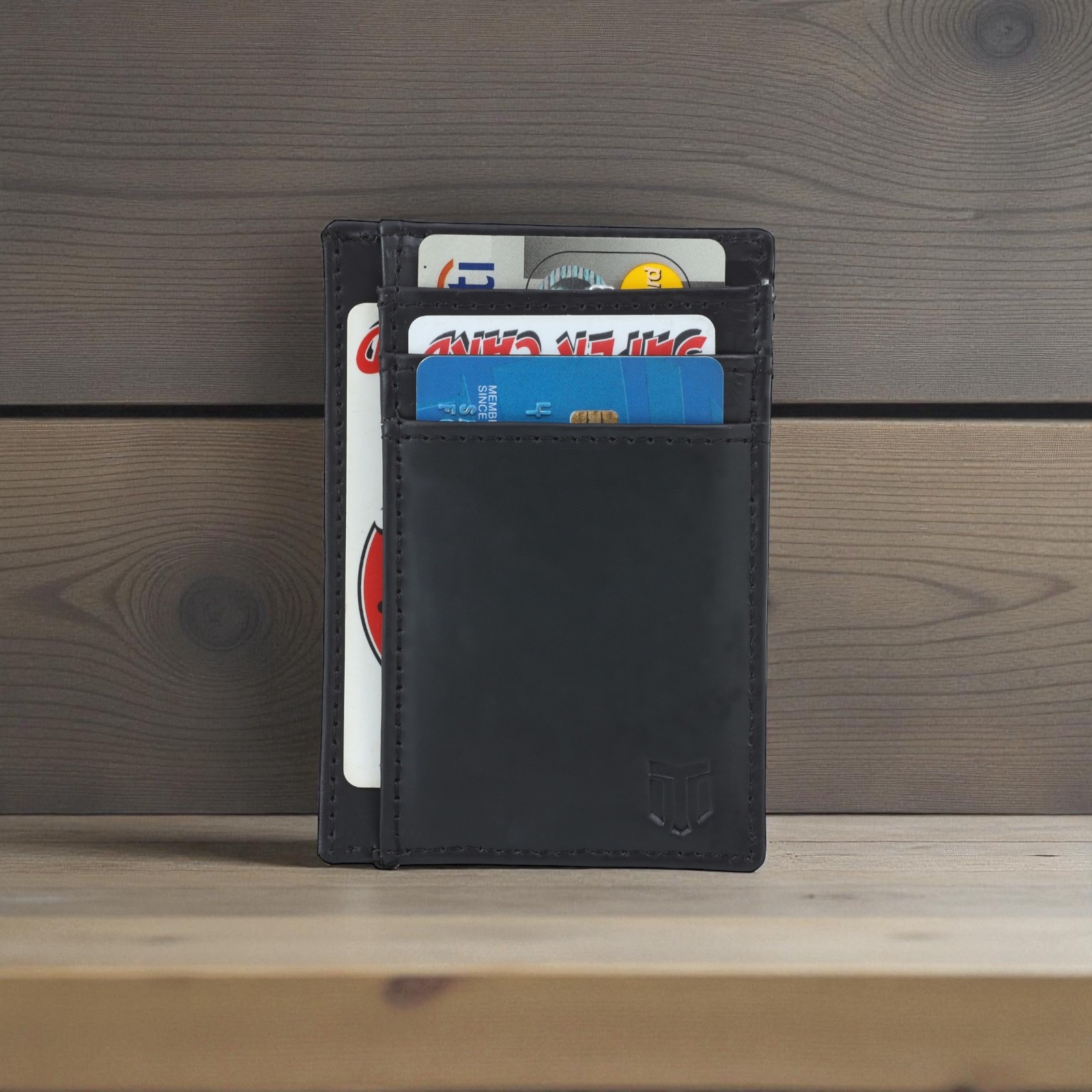 Mens Slim Wallet RFID Blocking Card Holder Front Pockets Leather Wallet Black