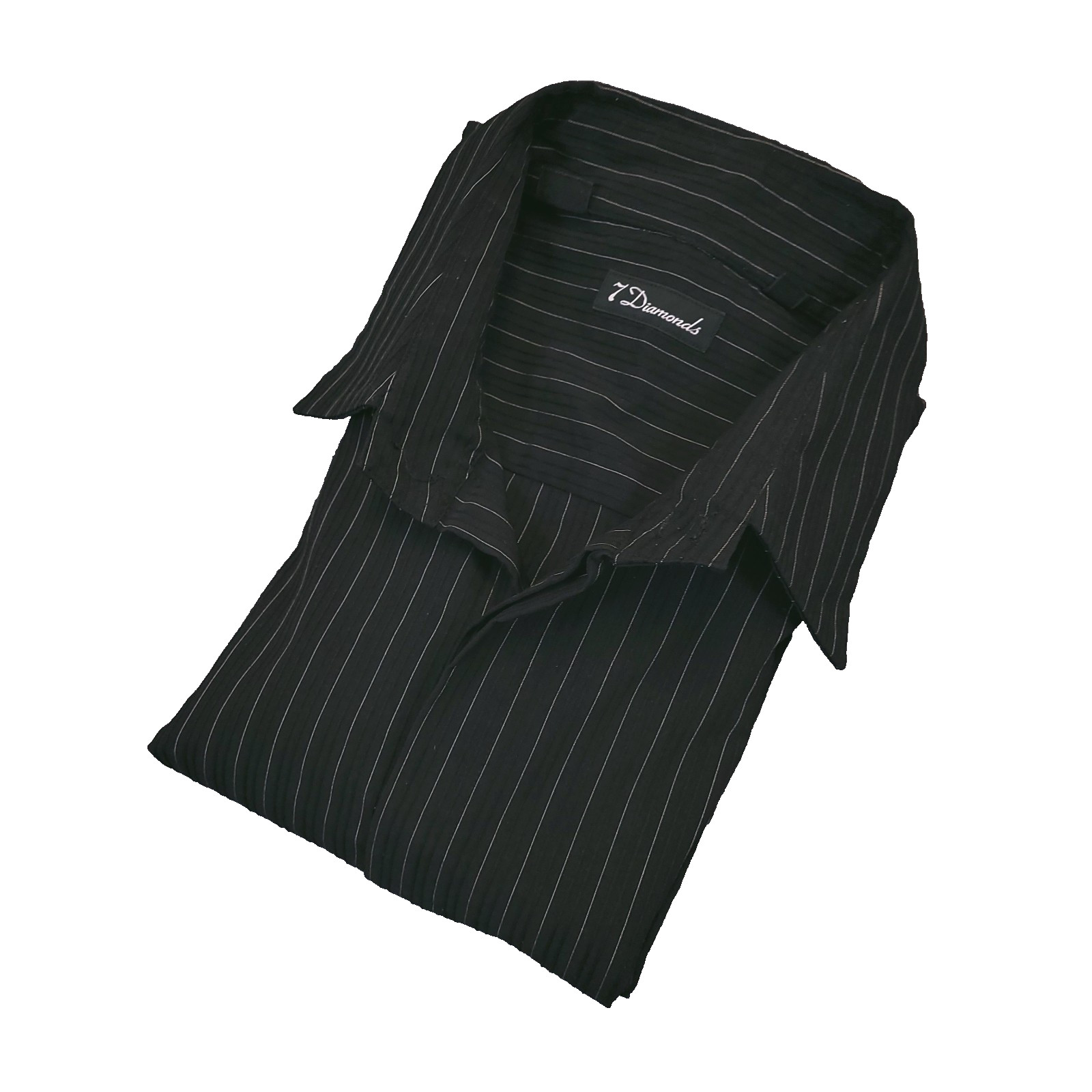 7D 7 Damonds Button Up Mens L Black White Stripe Stretch Tonal Raised Ribbing