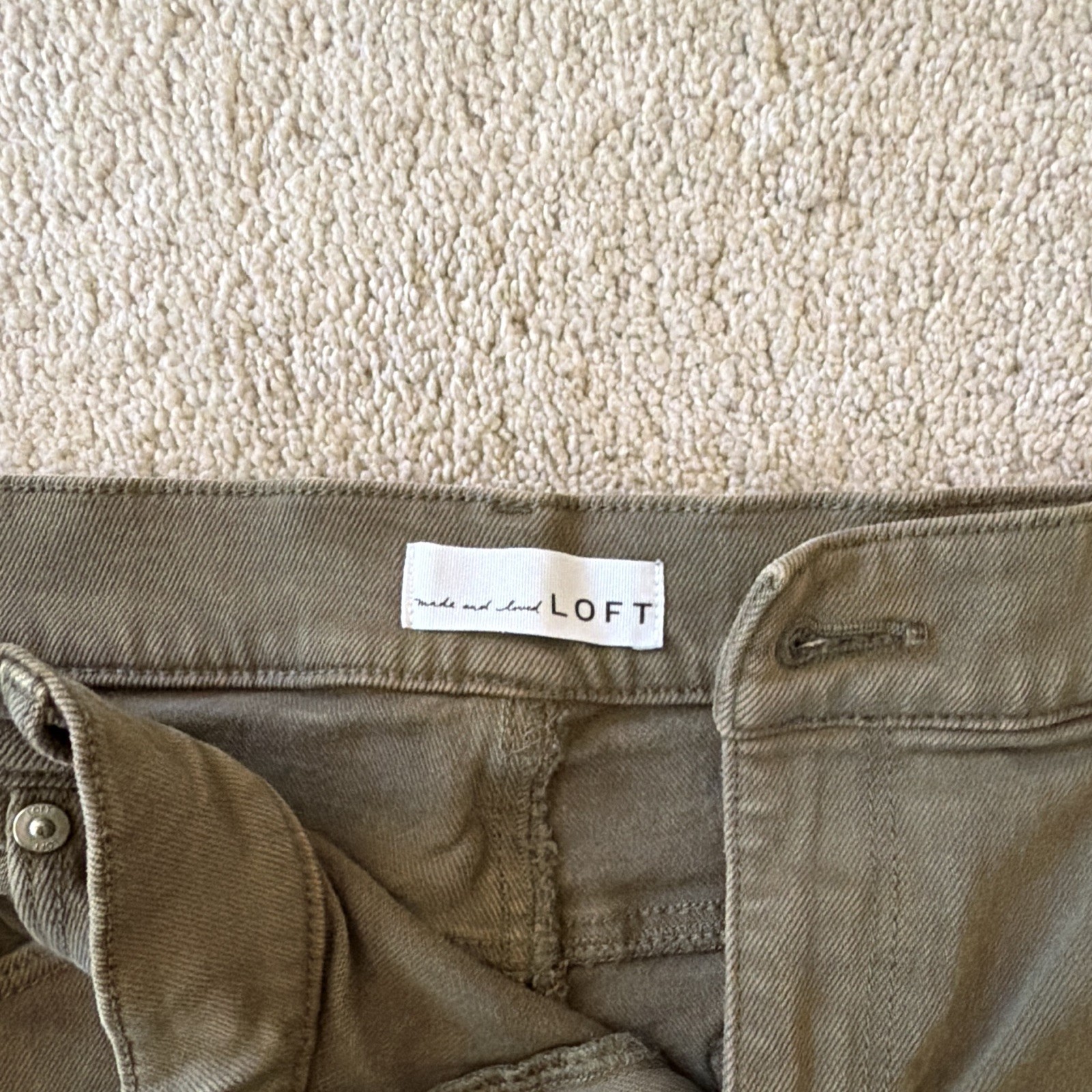 LOFT Women’s Green Denim Wide-Leg Jeans Stretch Dark Wash 5-Pocket Solid