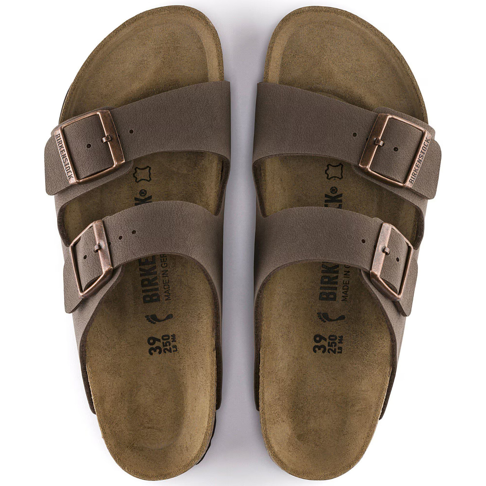 Birkenstock Arizona Birko-Flor Stone Mocha Leather Unisex Sandals New Sizes 6–12