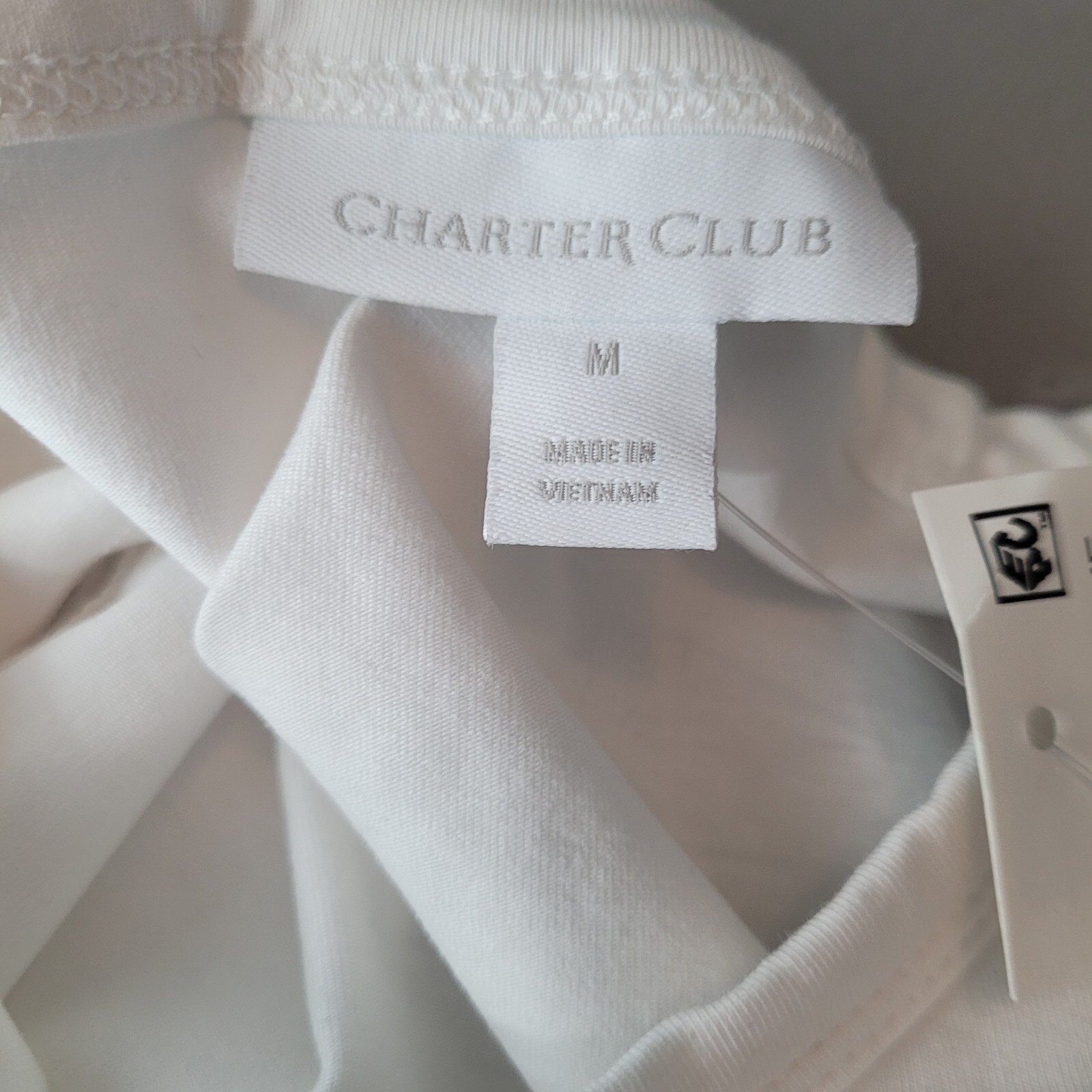 Charter Club Women’s Embellished-Shoulder Top White Medium