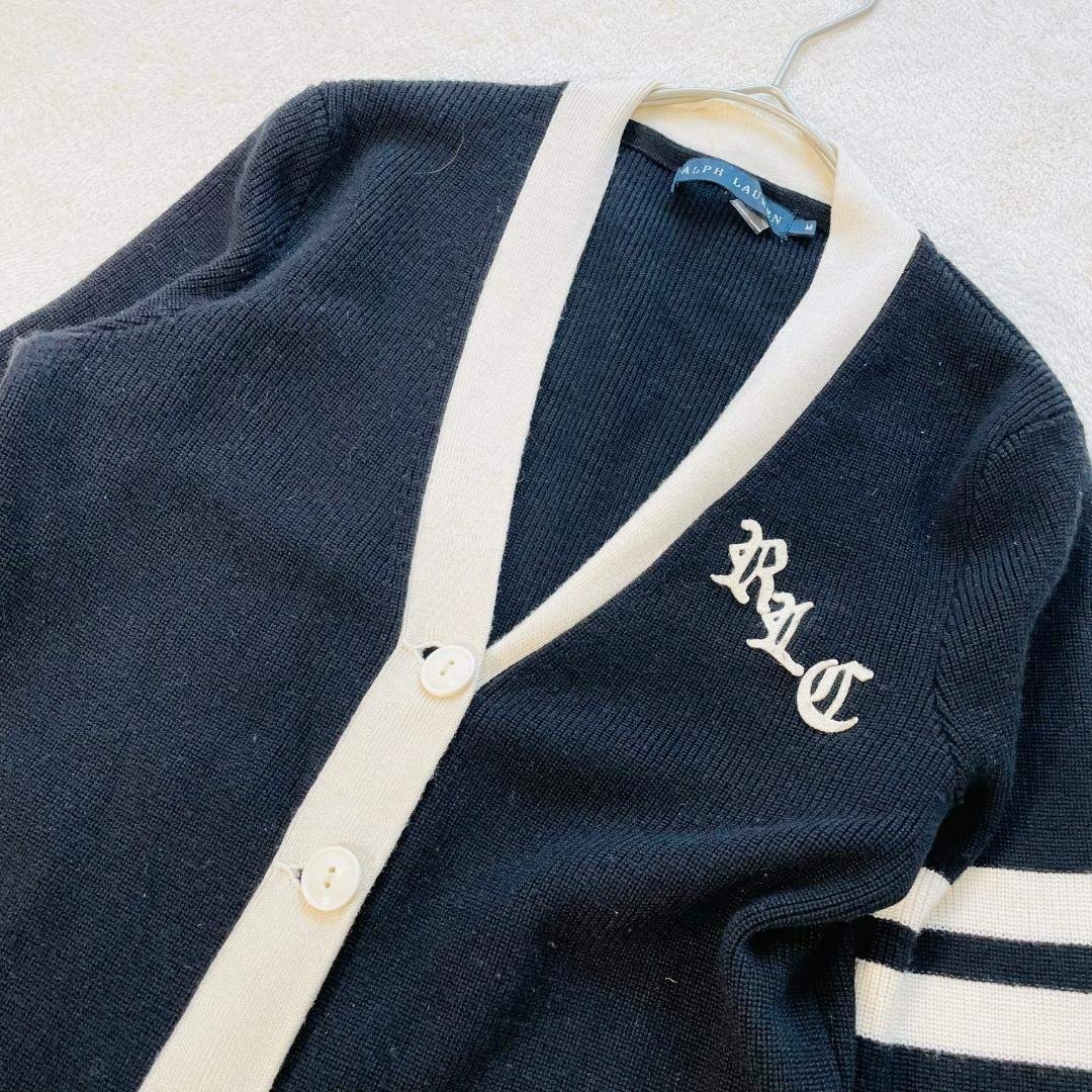 Ralph Lauren Long Cashmere Blend Cardigan Black M Logo Japan