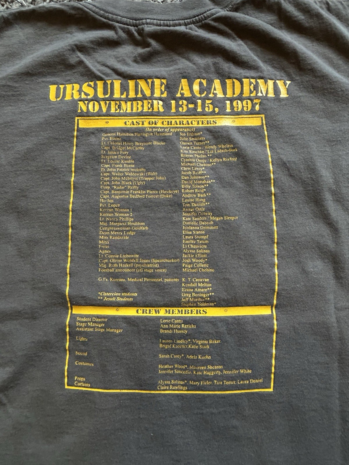 Vintage 1997 MASH TV Show Ursuline academy play M*A*S*H Tee Shirt Medium