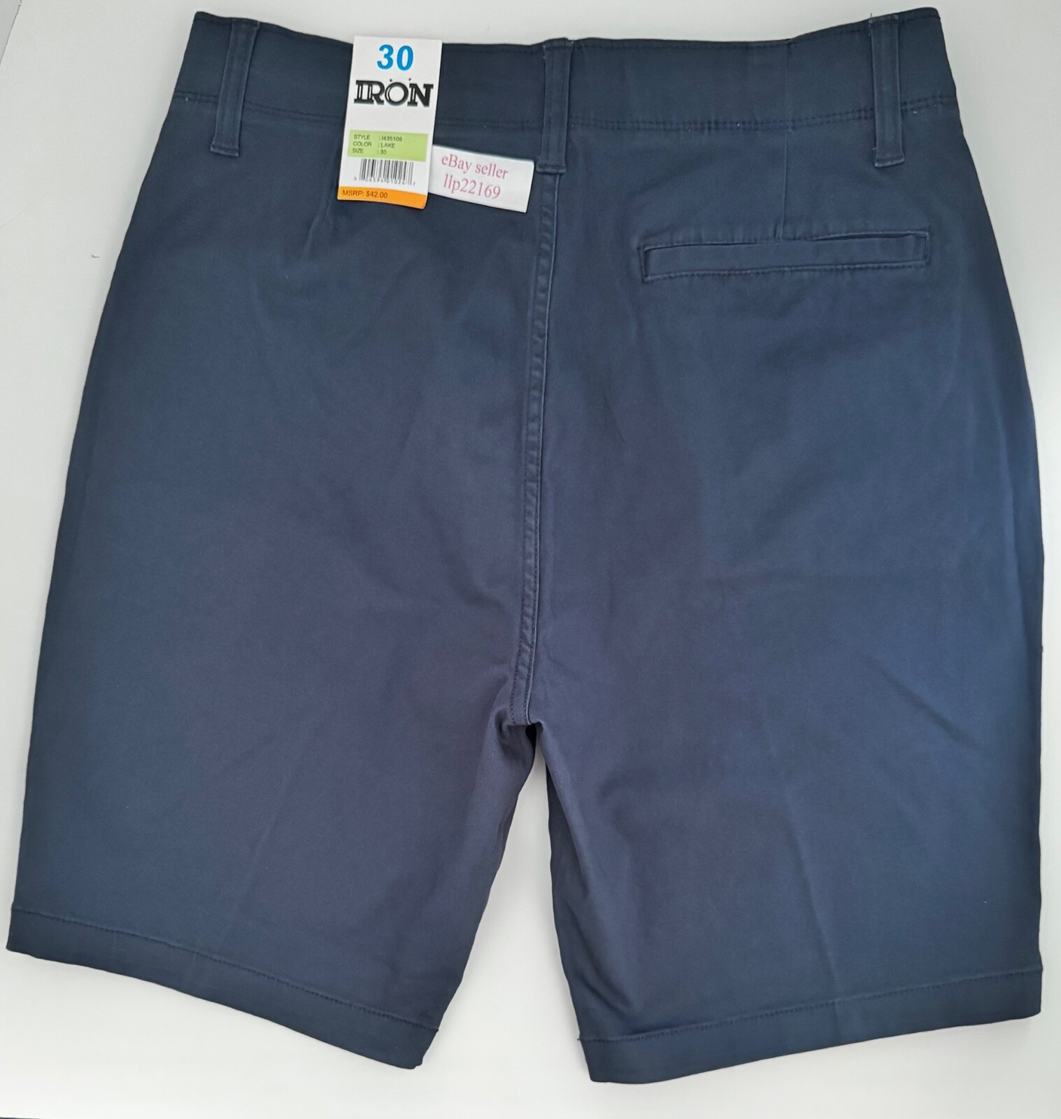 IRON CO Men’s Stretch Shorts (SIZE 30) Flex Waist Flat Front LAKE BLUE New Tag!