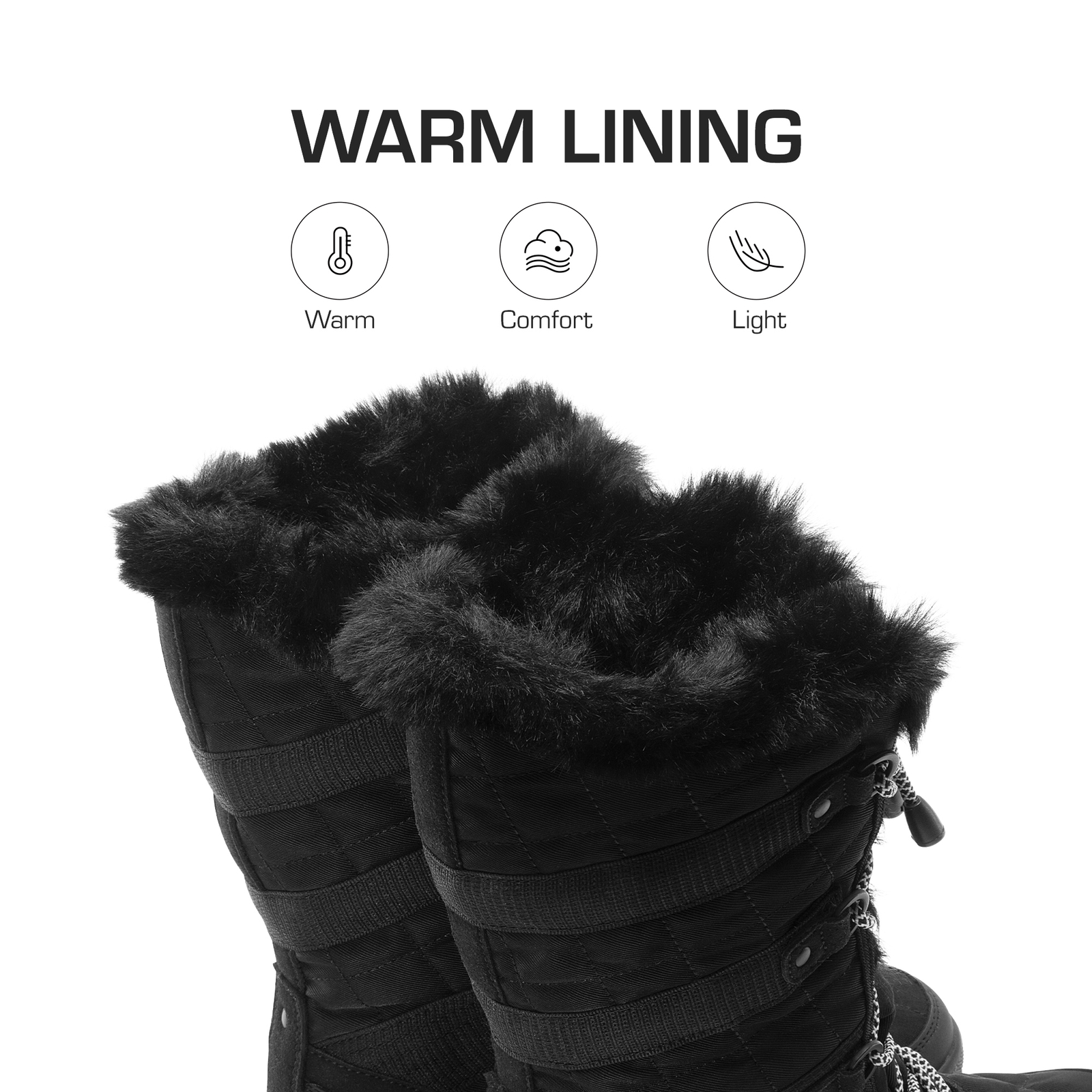Women Snow Boots Classic Fur Lined Lace up Mid Calf Outdoor Indoor Ski Boots