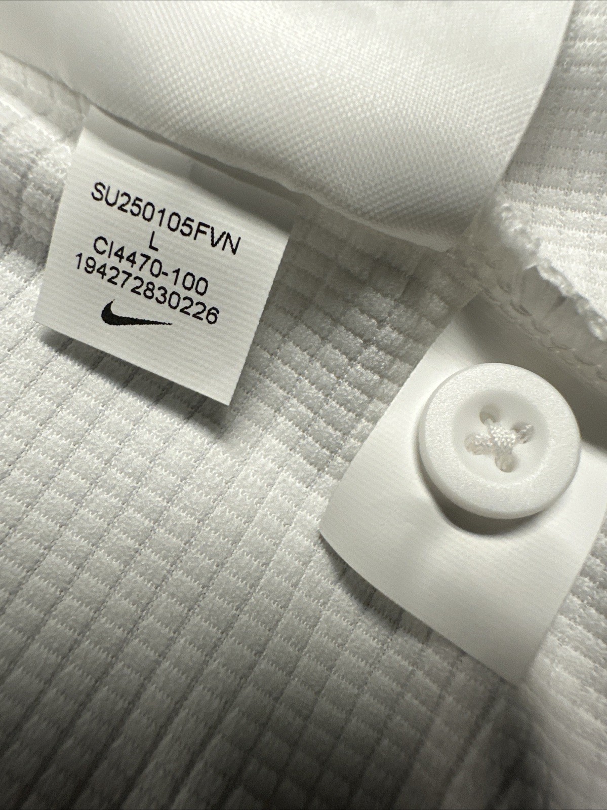 Nike DRI-FIT Polo Shirt Men’s Large / White Embroidered Polo #CI4470-100
