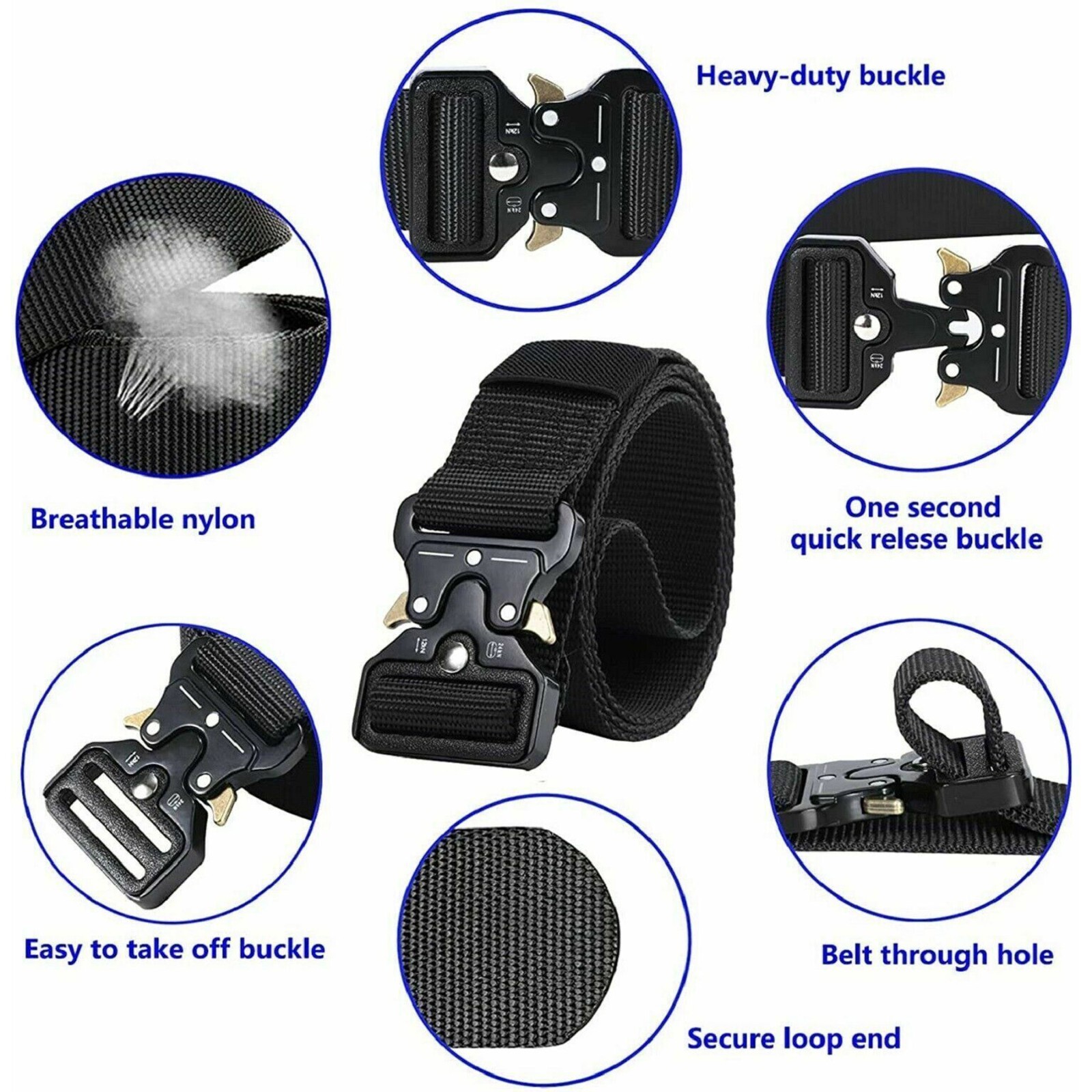 MEN Casual Military Tactical Army Adjustable Quick Release Belts Pants Waistband