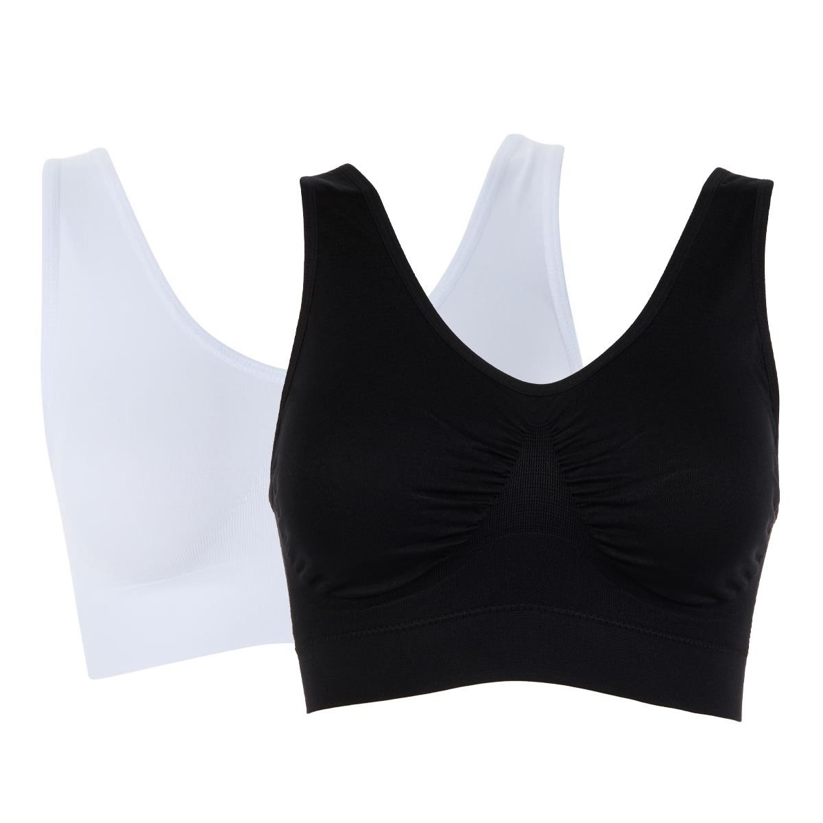 Rhonda Shear Ahh Bra w/ Removable Pads 2-Pack, Small – White & Black