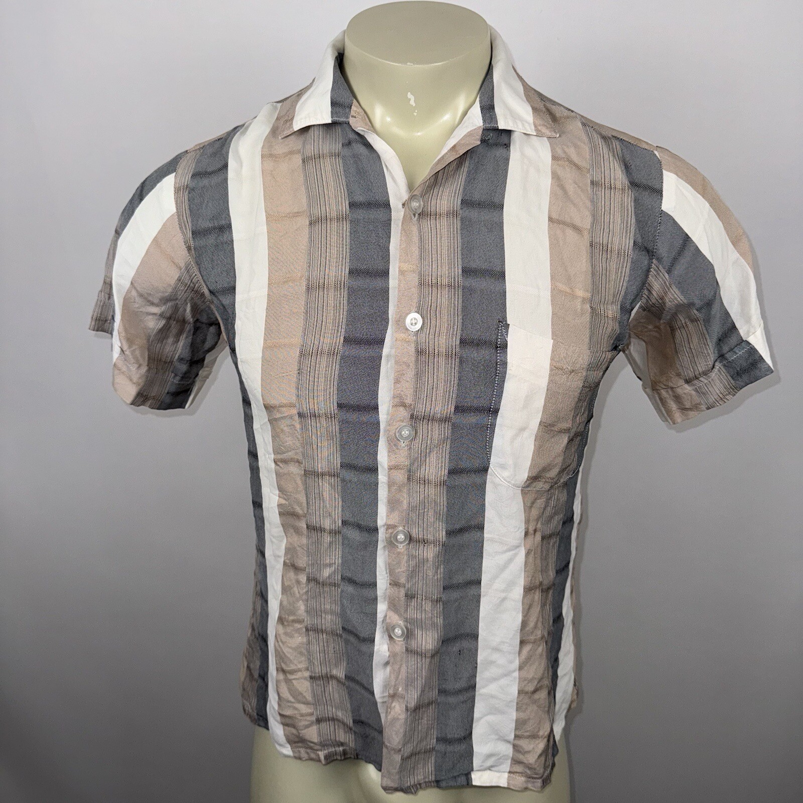 Ashfield Duke of Hollywood Shirt Rayon Loop Collar Vintage 50s 60s Mens Medium