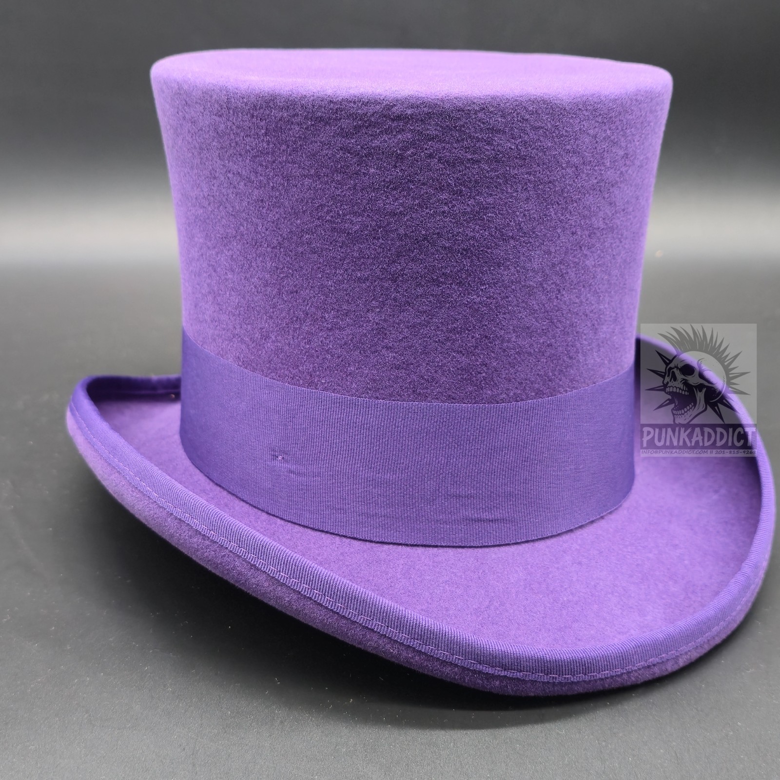 Black Top Hat Wool Felt Victorian Slash Mad Hatter Steampunk Rock Star USA