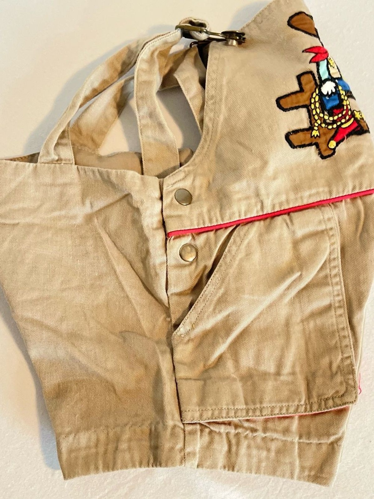 Vintage 80s 90s Playtown Cowboy Khaki Overalls 3T Western Kidcore