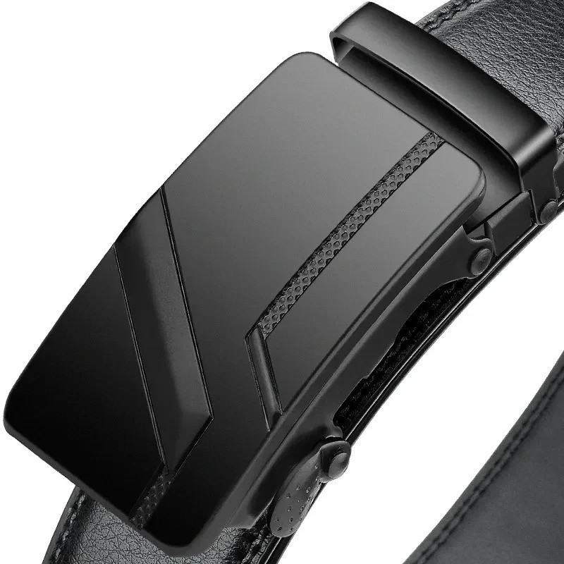 Genuine Leather Mens Ratchet Belt Belts For Men Adjustable Automatic Buckle