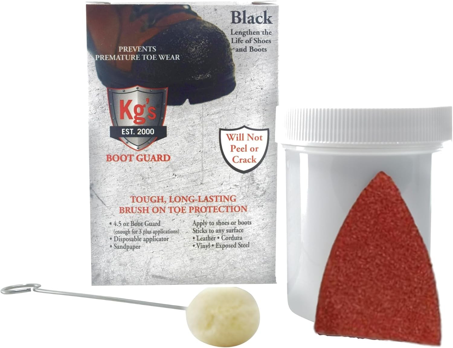 Kg’s Boot Guard Brush On Toe Protection – Liquid for Tough, Black