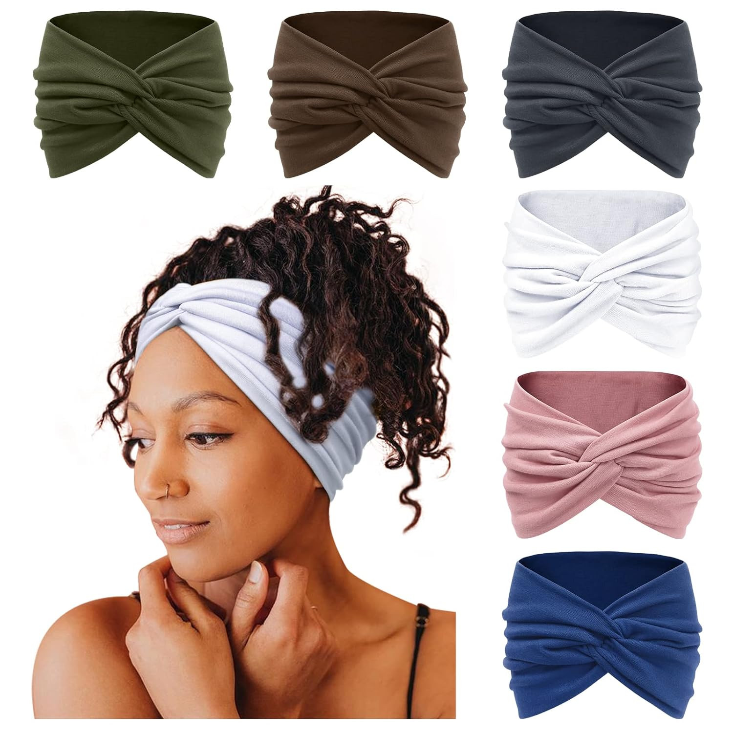 7” Extra Wide Headbands for Women, Large Thick Turban Head Wrap Headband, Boho