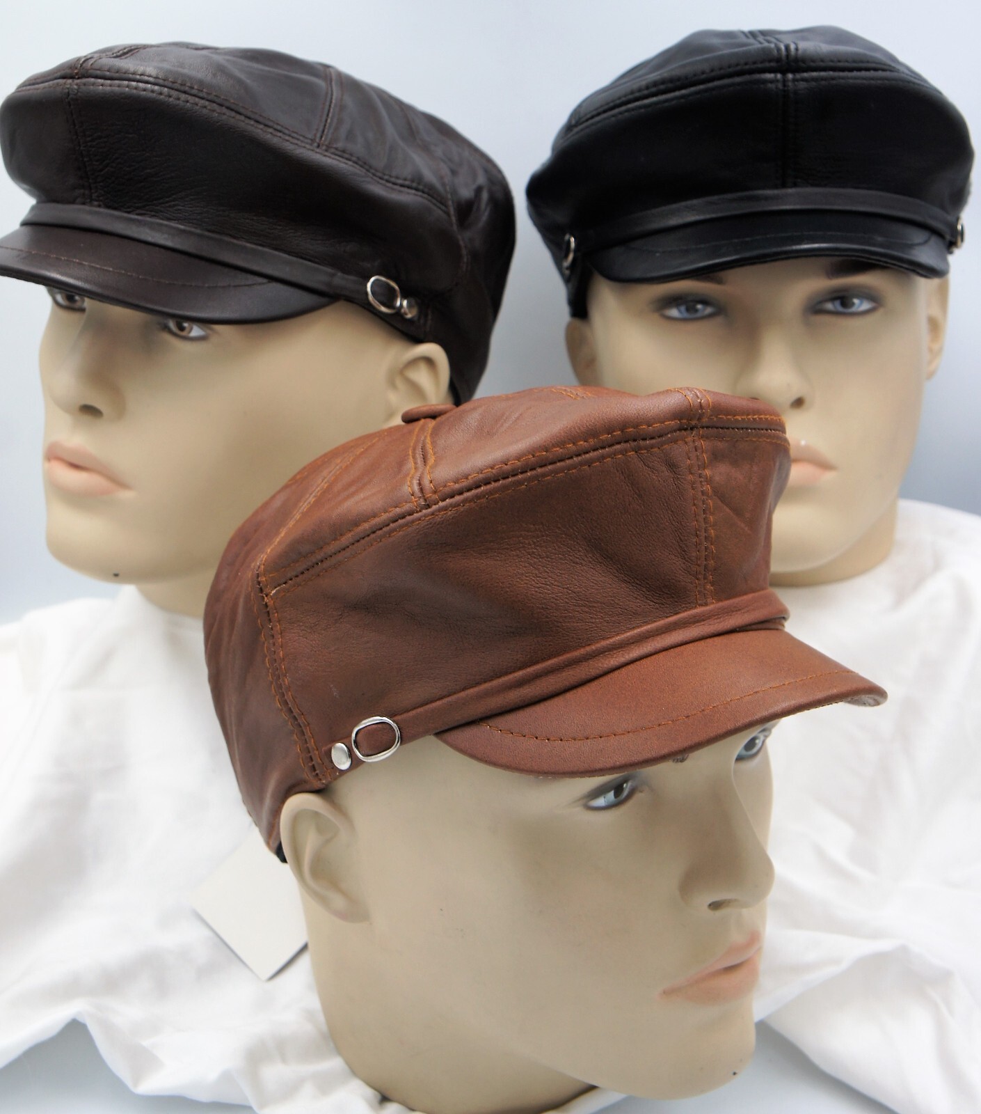 NWT 100% LEATHER Men Gatsby Cap Newsboy Ivy Hat Golf Driving Flat Cabbie S-3XL