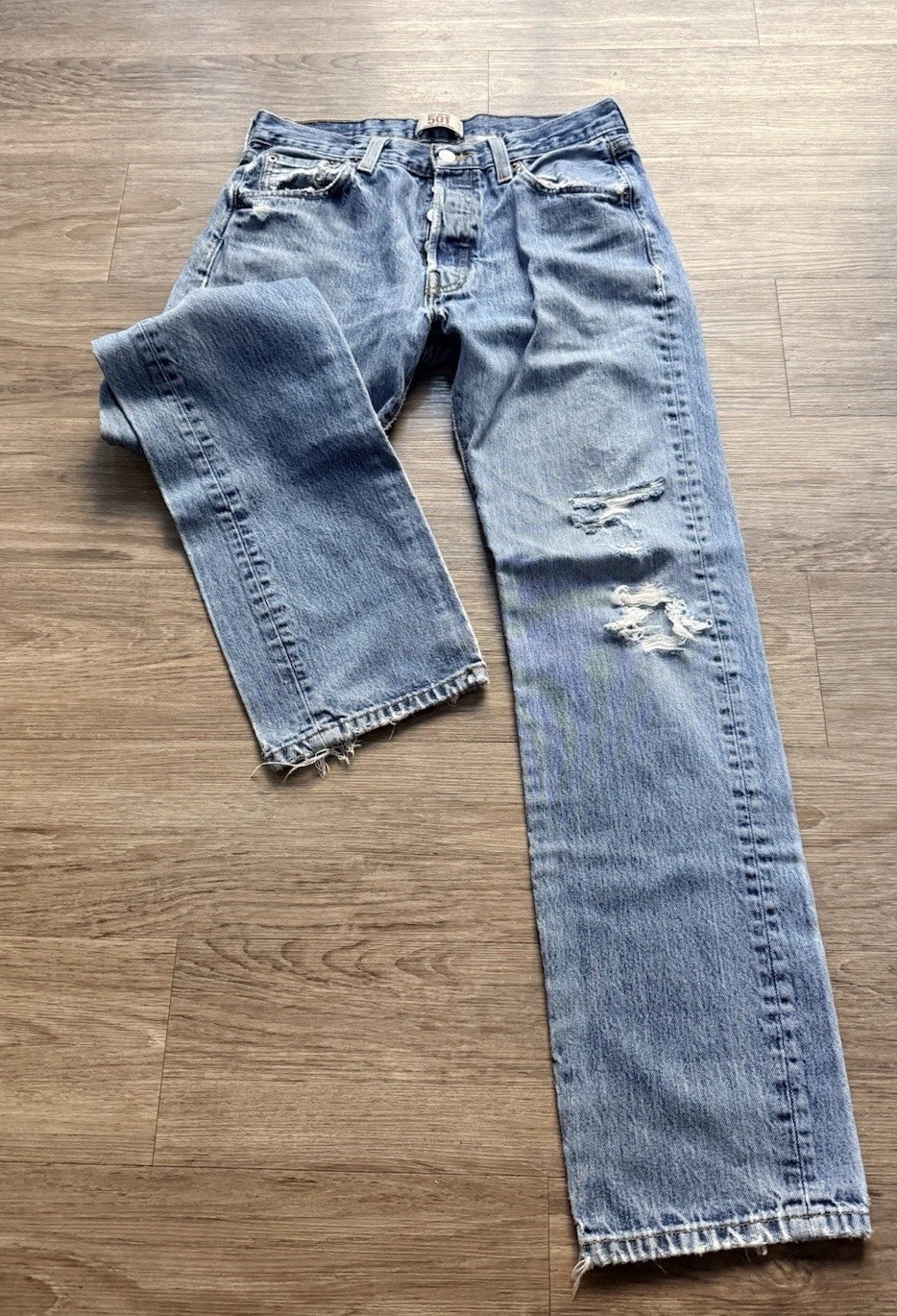 Vtg Y2K Levis 501 Jeans Thrashed Distressed Faded Grunge Skate 90s Grunge 30×29