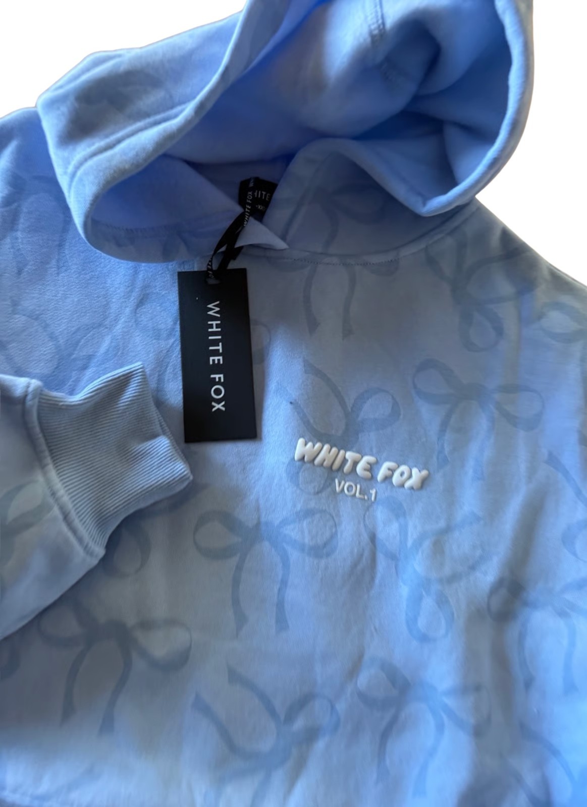 NWT White Fox Vol.1 Hoodie Offstage Printed Oversized Hoodie Blue Bow EXDAL22674