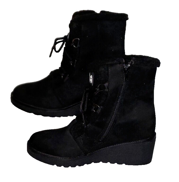POLAR BOOTS BLACK WATERPROOF WEDGE HEEL WOMEN SIZE 8