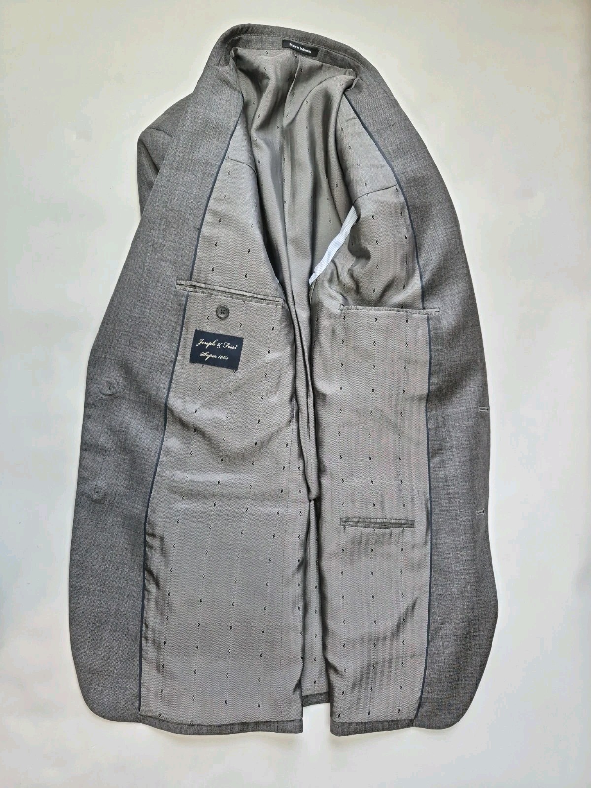 🇺🇸 Joseph & Feiss Mens Wool Sports Coat 44L Gray 2 Button