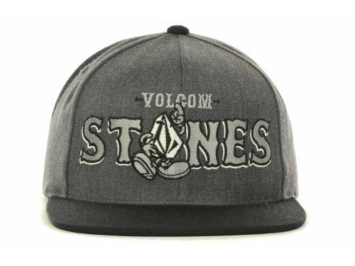 Volcom Stones Silver Logo 2Tone Charcoal Gray Black Adjustable Snapback Cap Hat