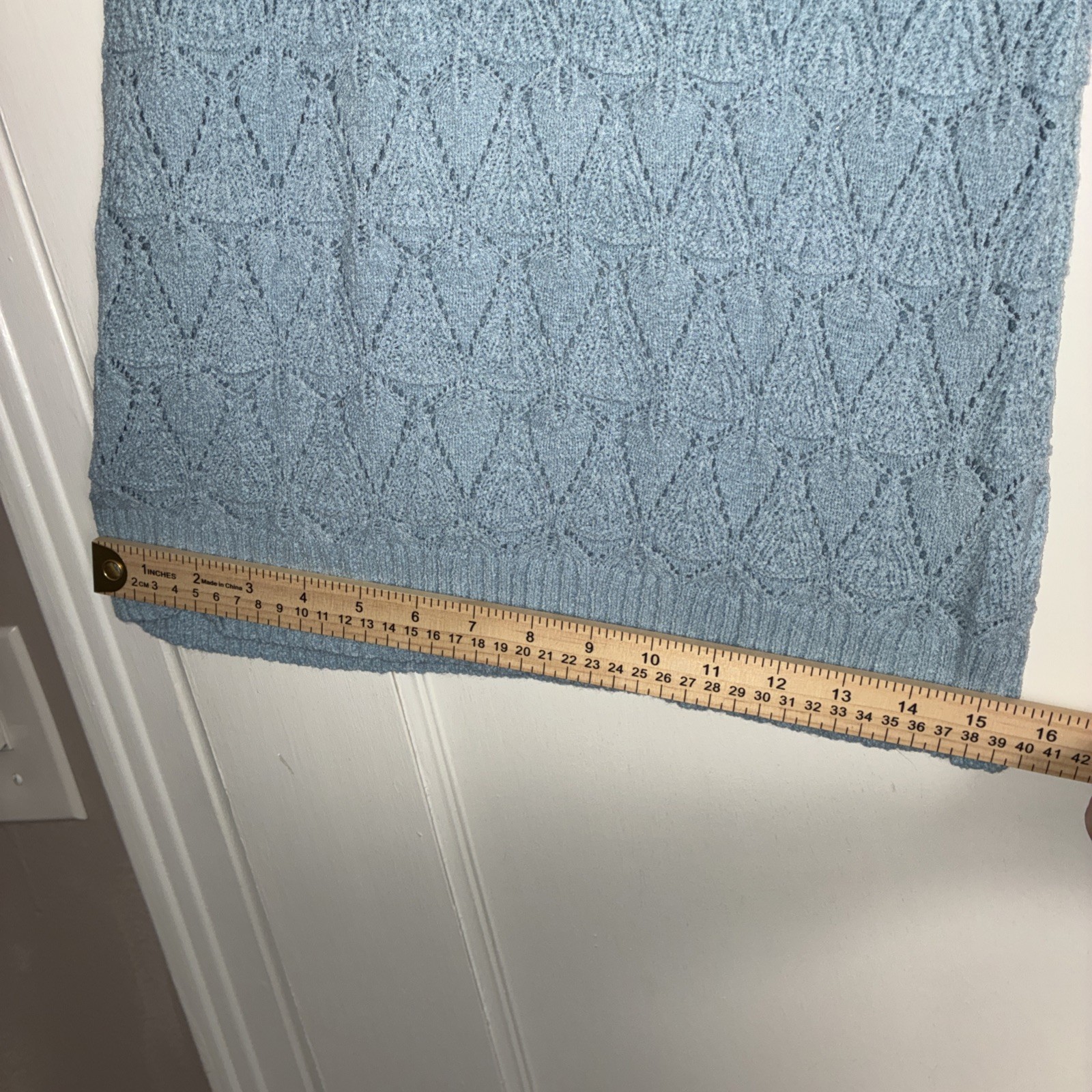 Sleeveless Blue Knit Tank Top Women’s Large Crochet Top