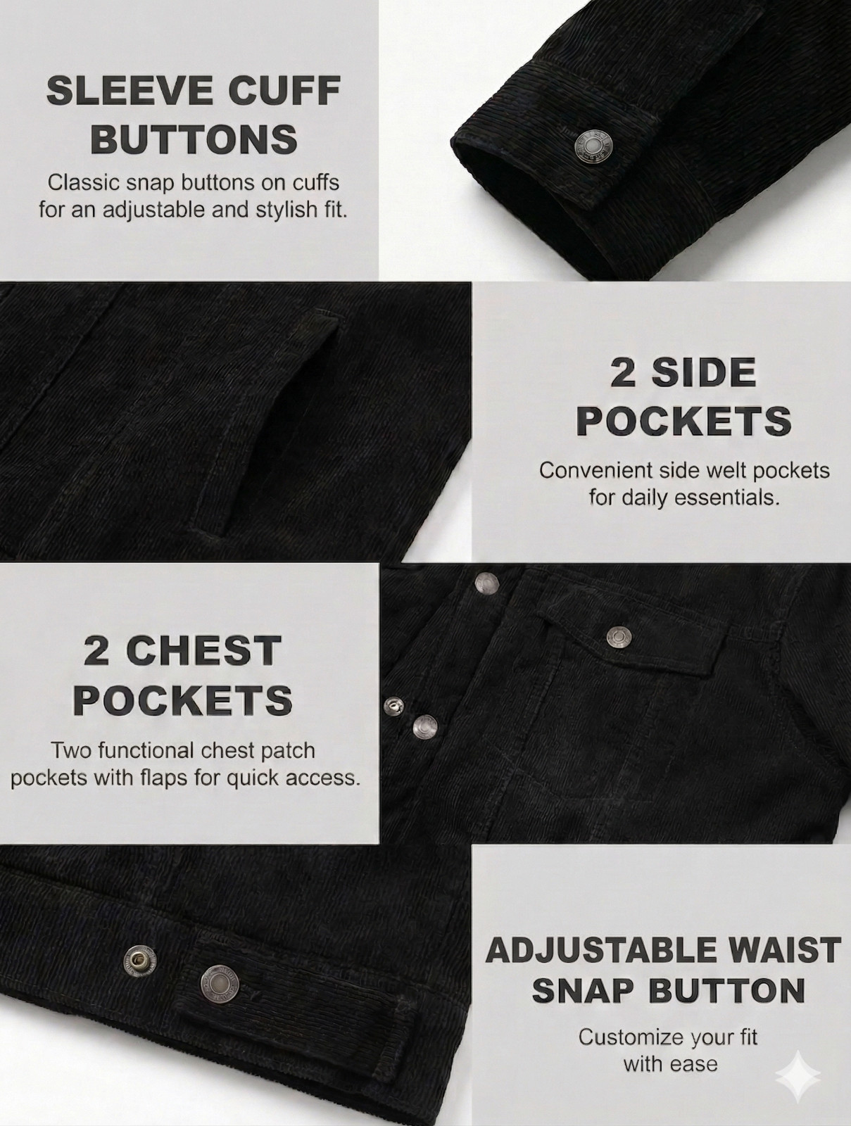 Men’s Sherpa Lined Corduroy Jacket – Winter Fleece Trucker Windproof Warm Coat