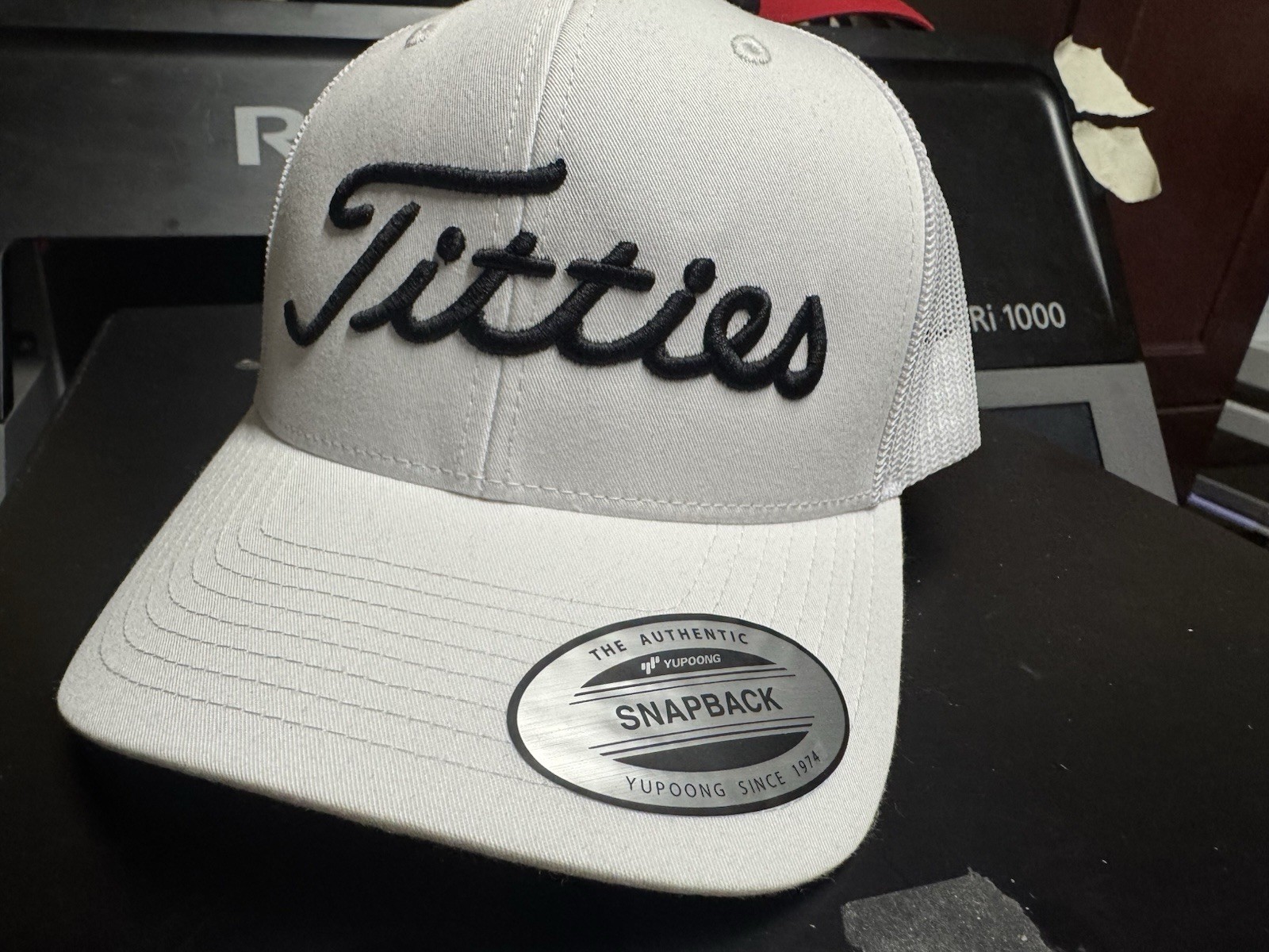 White Titties Golf Snapback Mesh Trucker Hat -Not Titleist – Funny Golf Gift USA