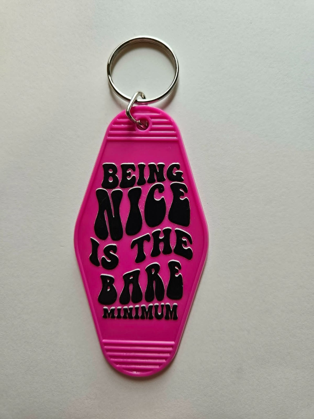 Retro Motel Hotel Acrylic Keychain Being Nice Is The Bare Minimum