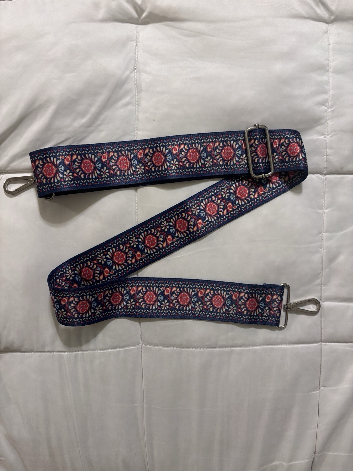 Adjustable Blue Pink Floral Strap/Handle for Women Handbags, Buckle Accent
