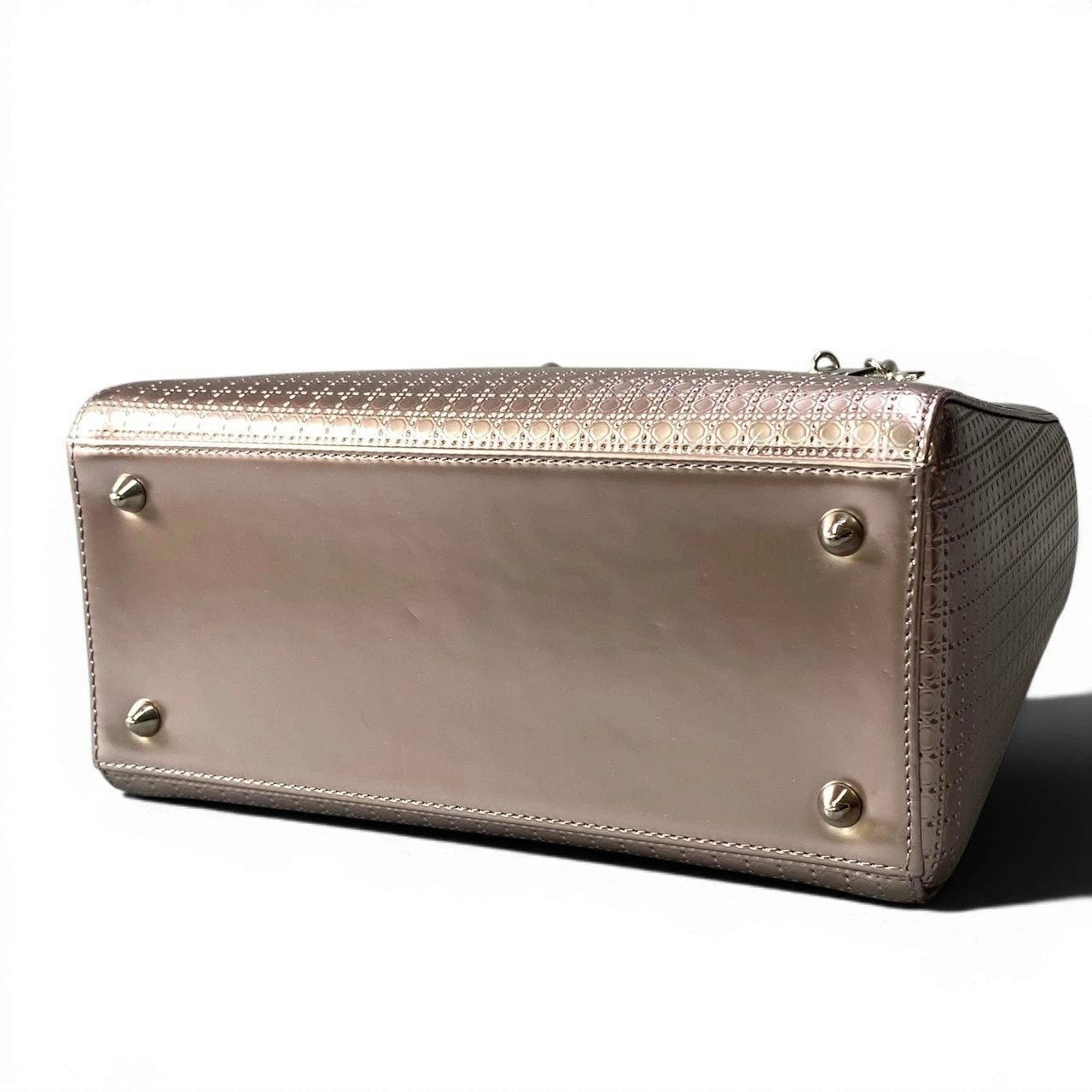 Christian Dior Lady Handbag Metallic Pink Bag Ta1 Used
