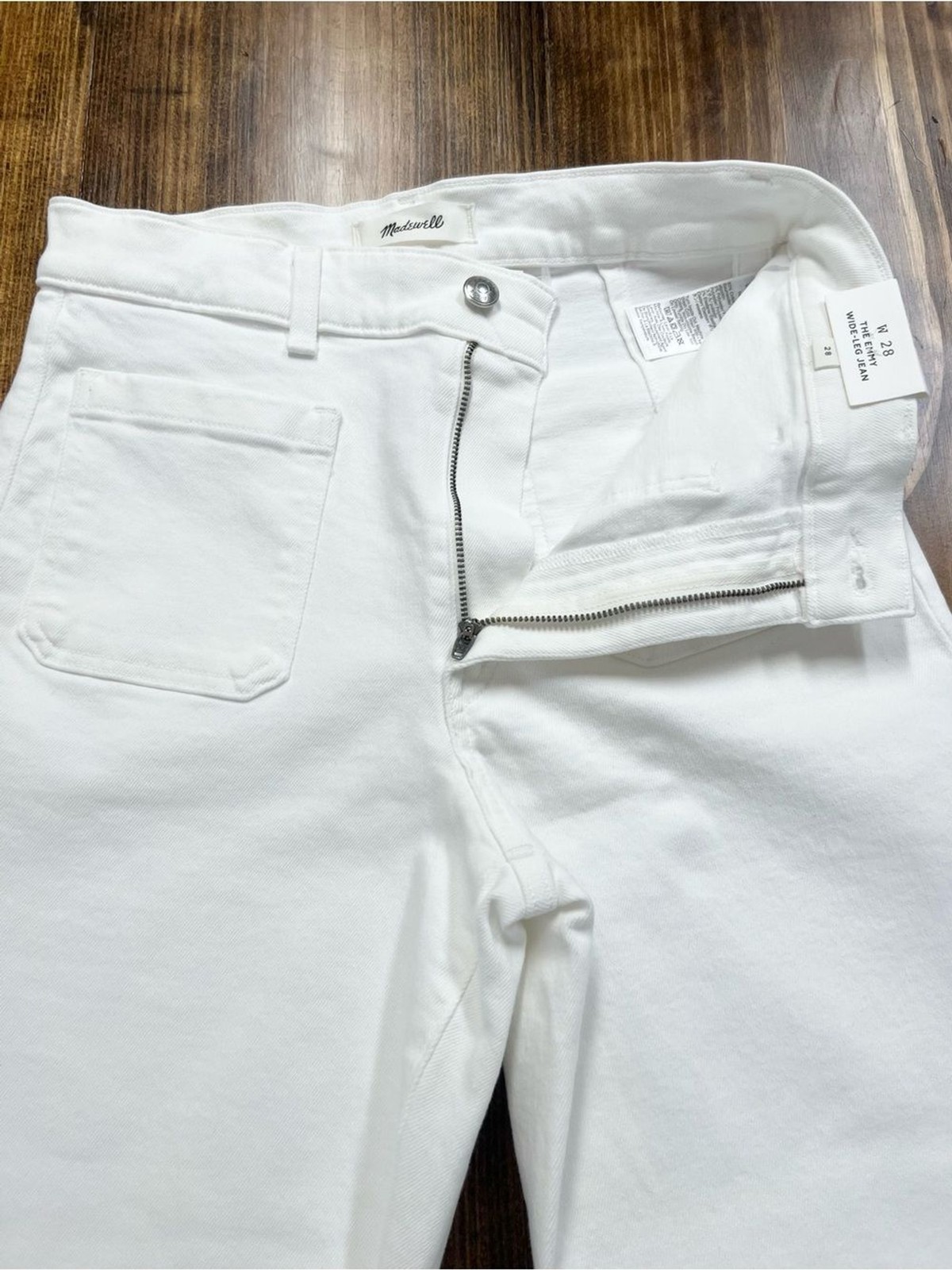 Madewell The Emmy Wide-Leg Jean in Super Stretch Denim in Tile White Size 28 NWT