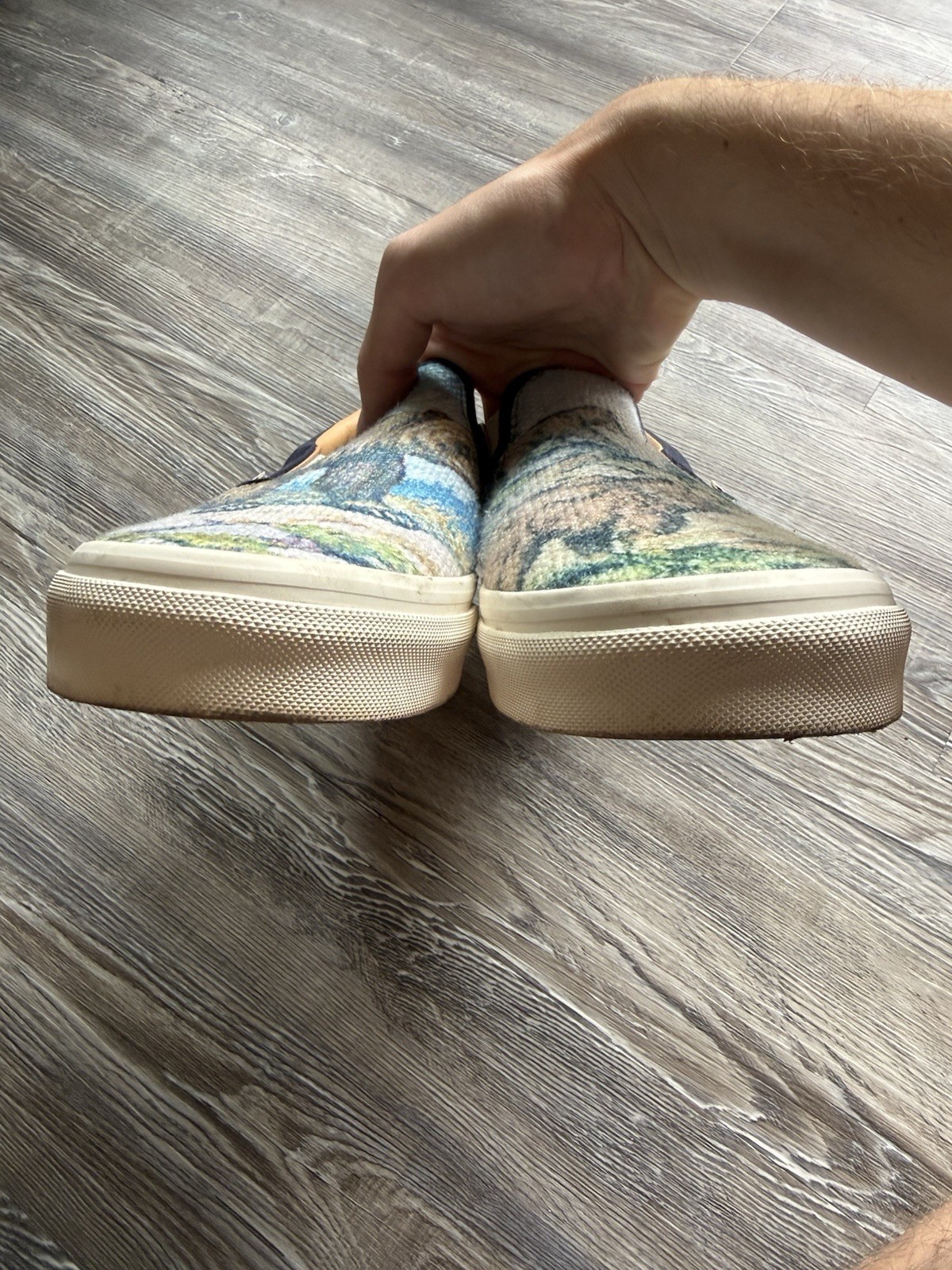 Vans Bear Forest Tapestry Slip On Shoes Mens Size 11.5 Skater Nature Sneakers