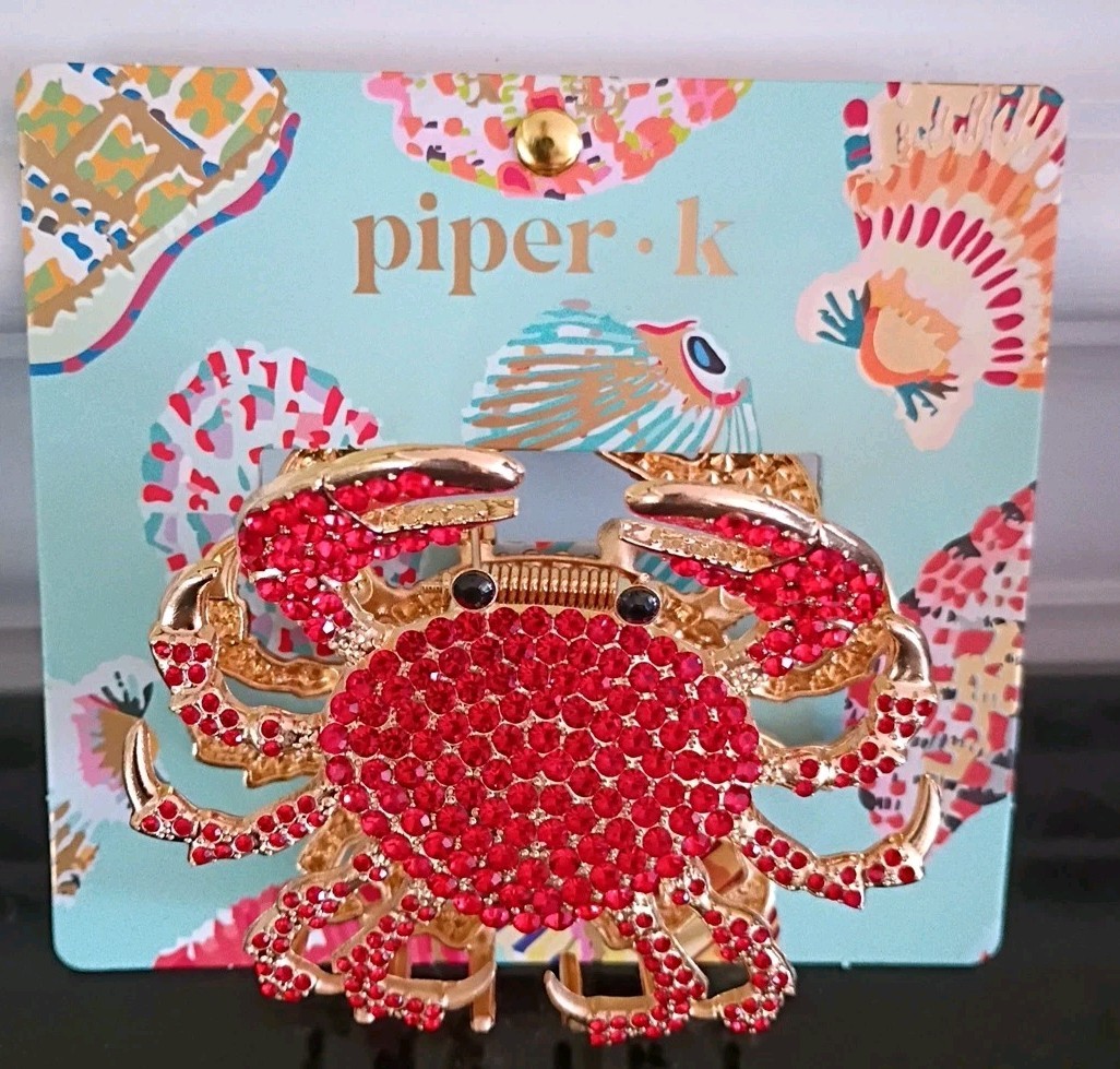 Piper K Large Red Crab Crystal Hair Claw Clip New!