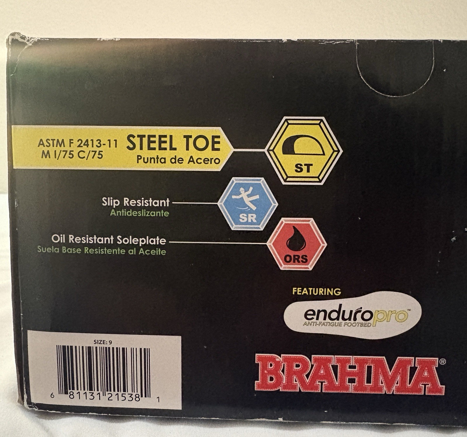 BRAHMA Truss men’s shoes, steel toe, oil and slip resistant, black w-green trim