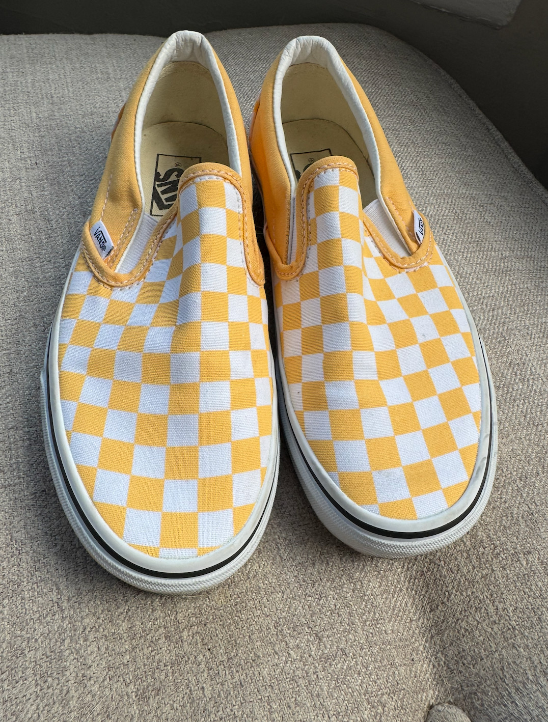 Vans Classic Slip On Checkerboard Yellow White Womens Size 8.5 Canvas Shoes