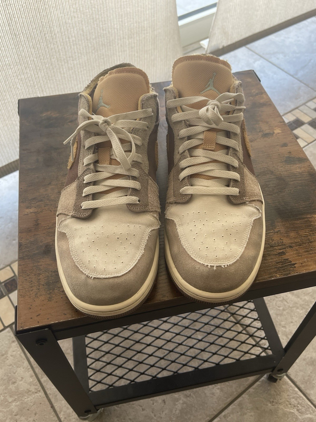 Jordan Air Jordan 1 Men’s Low Top Brown/Beige Colorblock Lace Up Sneaker