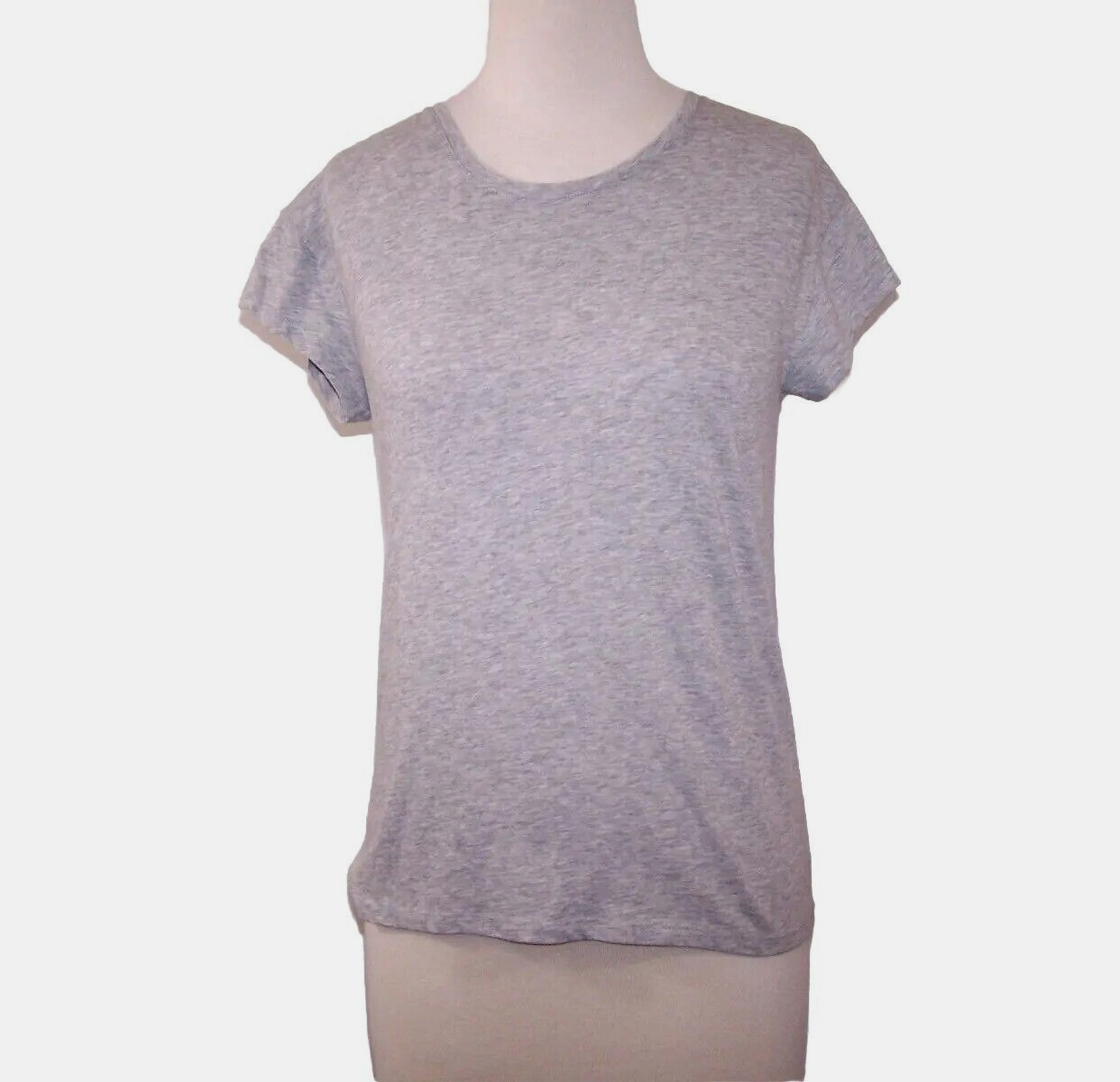 Victoria Sport T Shirt Top Sz XS Strappy Low Cut Back Gray Short Sleeve Stretch