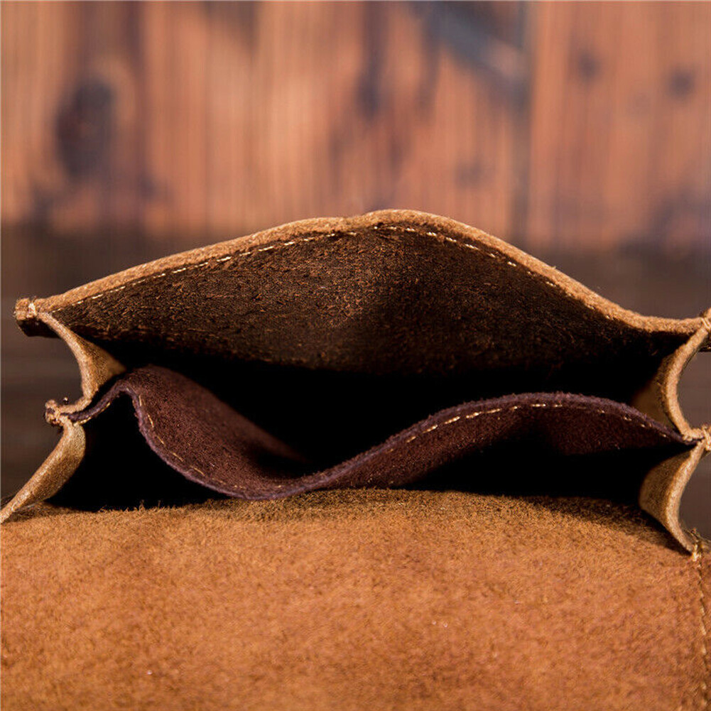 Crazy Horse Leather Men Small Waist Bag Pouch Hook Fanny Waist Belt Pack#