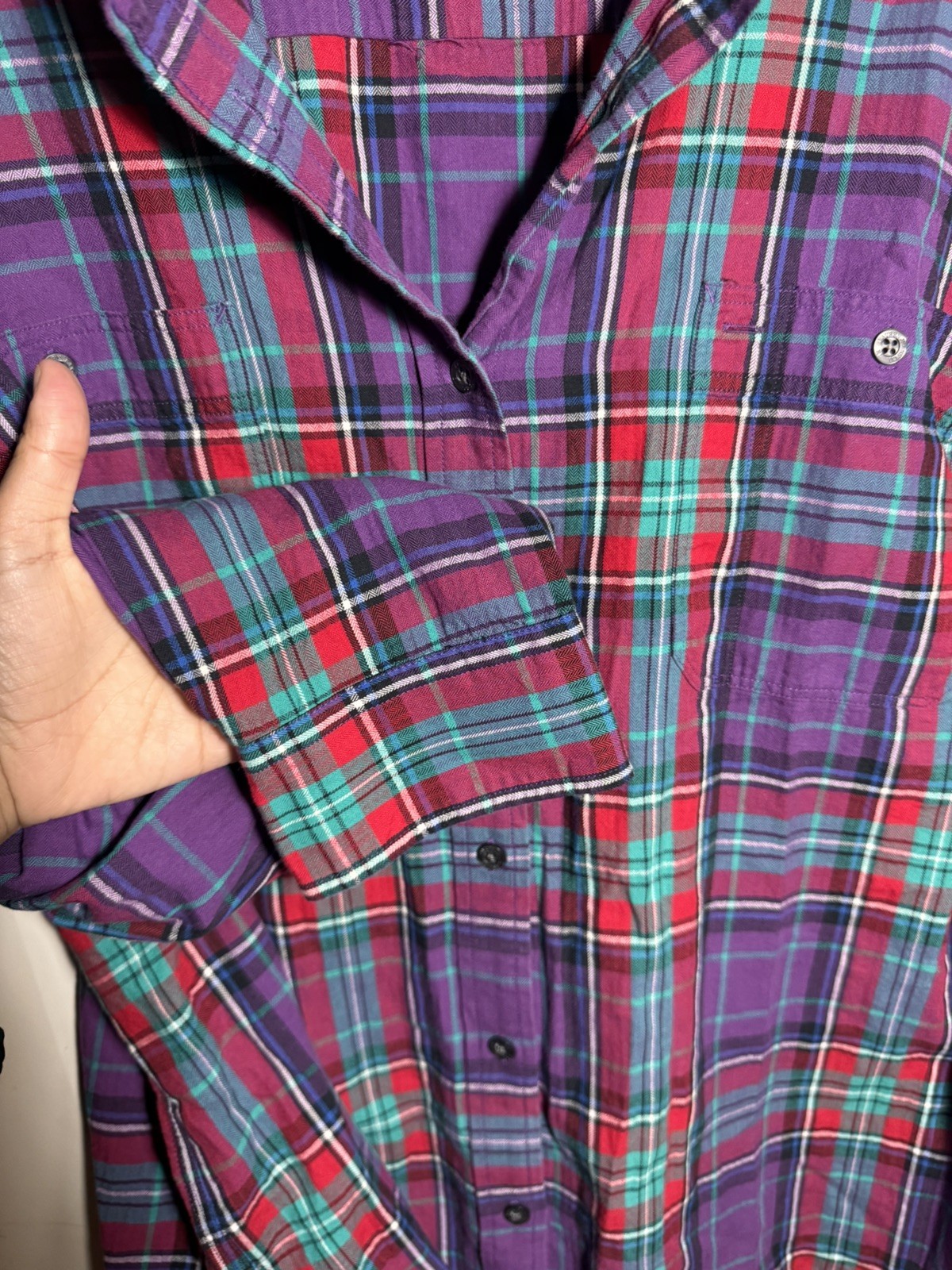 LRL Ralph Lauren Jeans Women 3X Plaid Multicolor Button Up Shirt Pocket Cotton