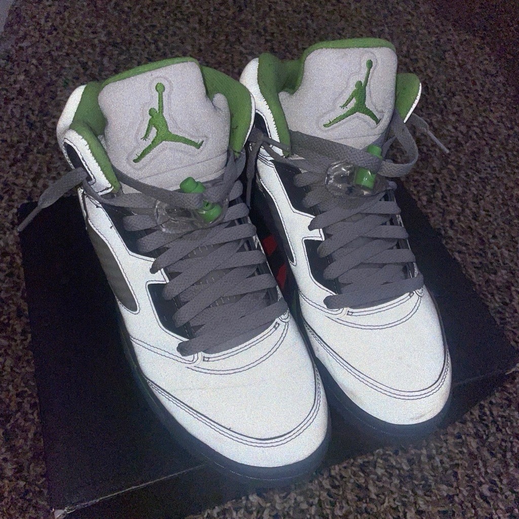 Jordan Air Jordan 5 Retro Gray/Green Lace Up Mid Top Sneakers DQ3734 003
