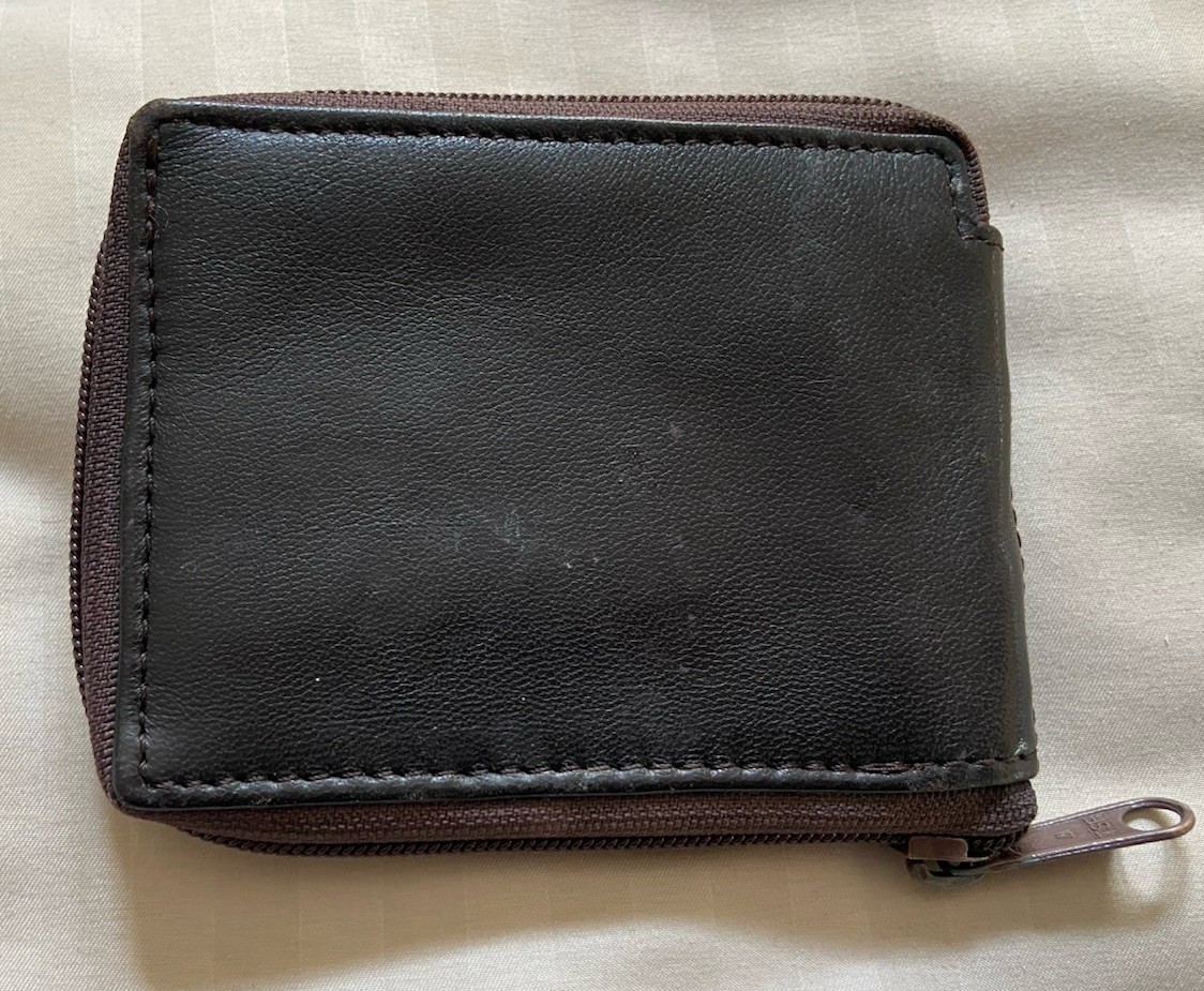 Men’s TSF Brown Genuine Leather Zipper/Zip Around Bifold Wallet