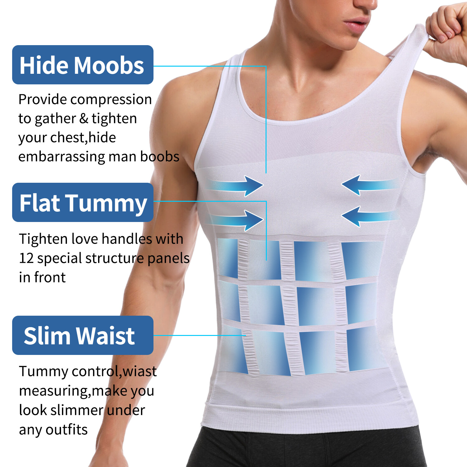 2/1PCS Mens Body Shaper Slimming Tummy Vest Compression Shirt Tank Top Shapewear