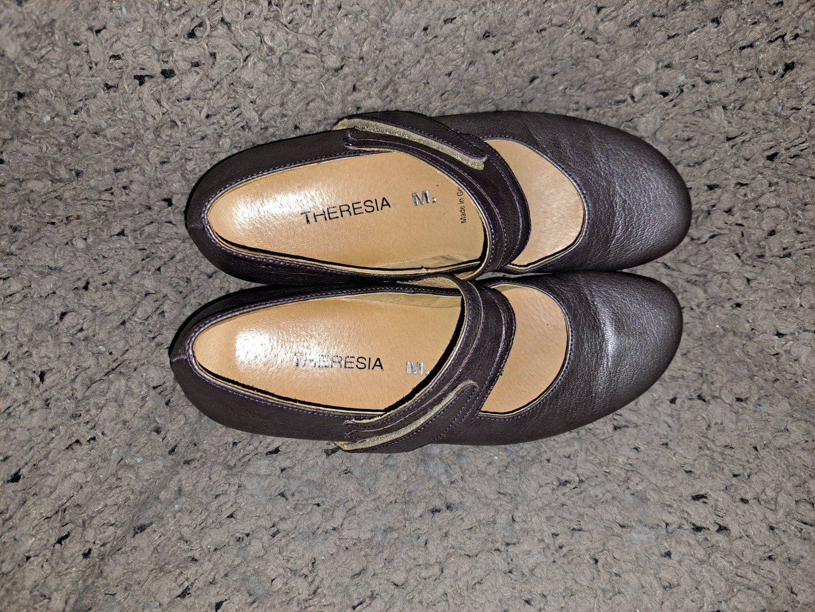 THERESIA M.-Metallic Leather Mary Janes-Strap/Heel-Size 4.5UK/6.5US-Near Mint