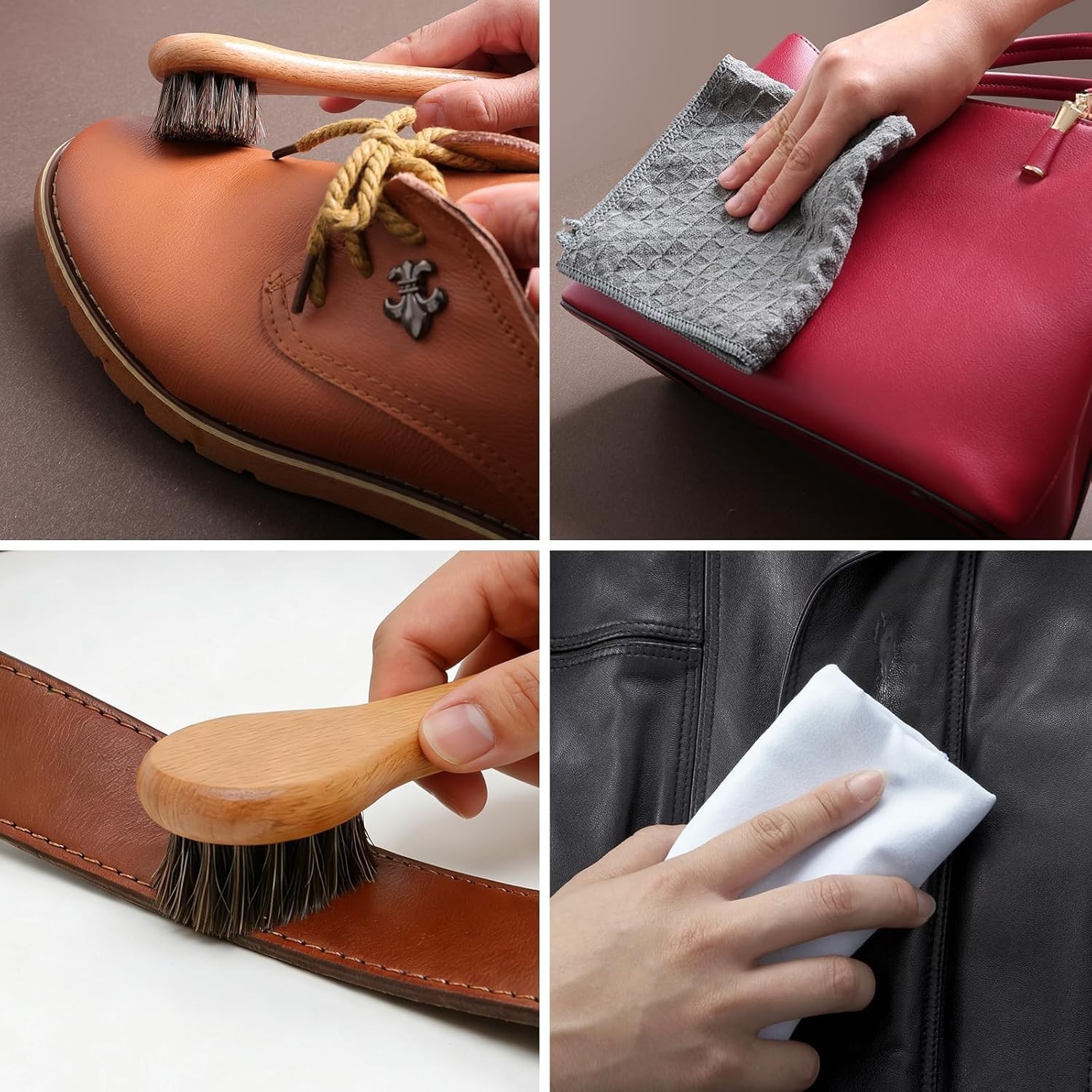 10Pcs Leather Care Kit- 3Pcs Horsehair Brushes, 1.76oz Saddle Soap, 1.76oz Mi…