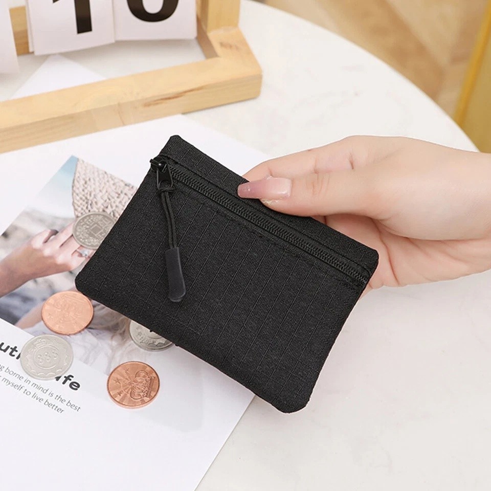 Canvas Mini Coin Purse Zipper Wallet Key Pouch Small Money Bag Unisex