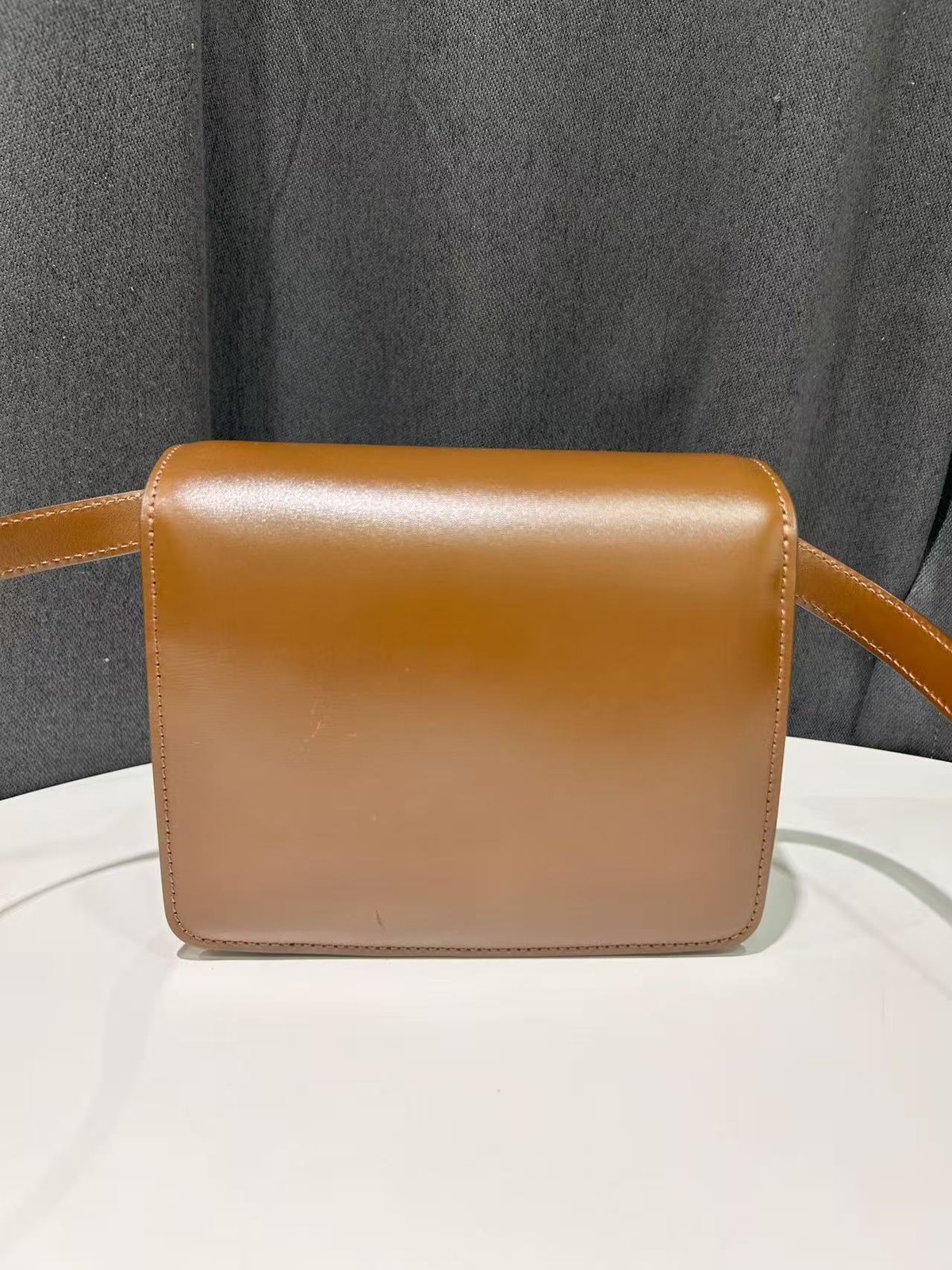 Celine Shoulder Bag Box Caramel Brown Leather France